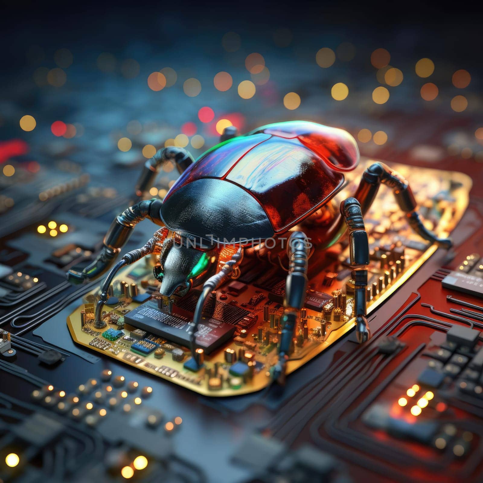 Electronic beetle on electronics by cherezoff