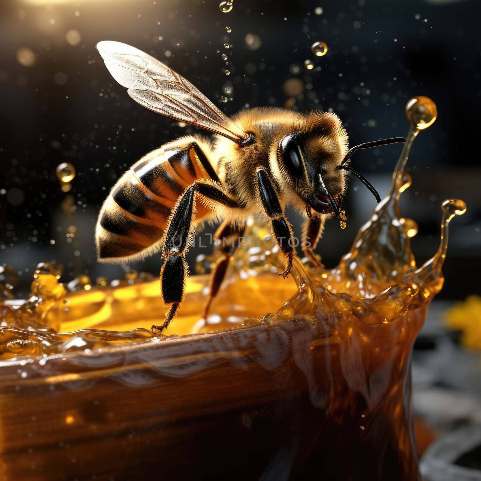 Bees and a bucket of honey by cherezoff