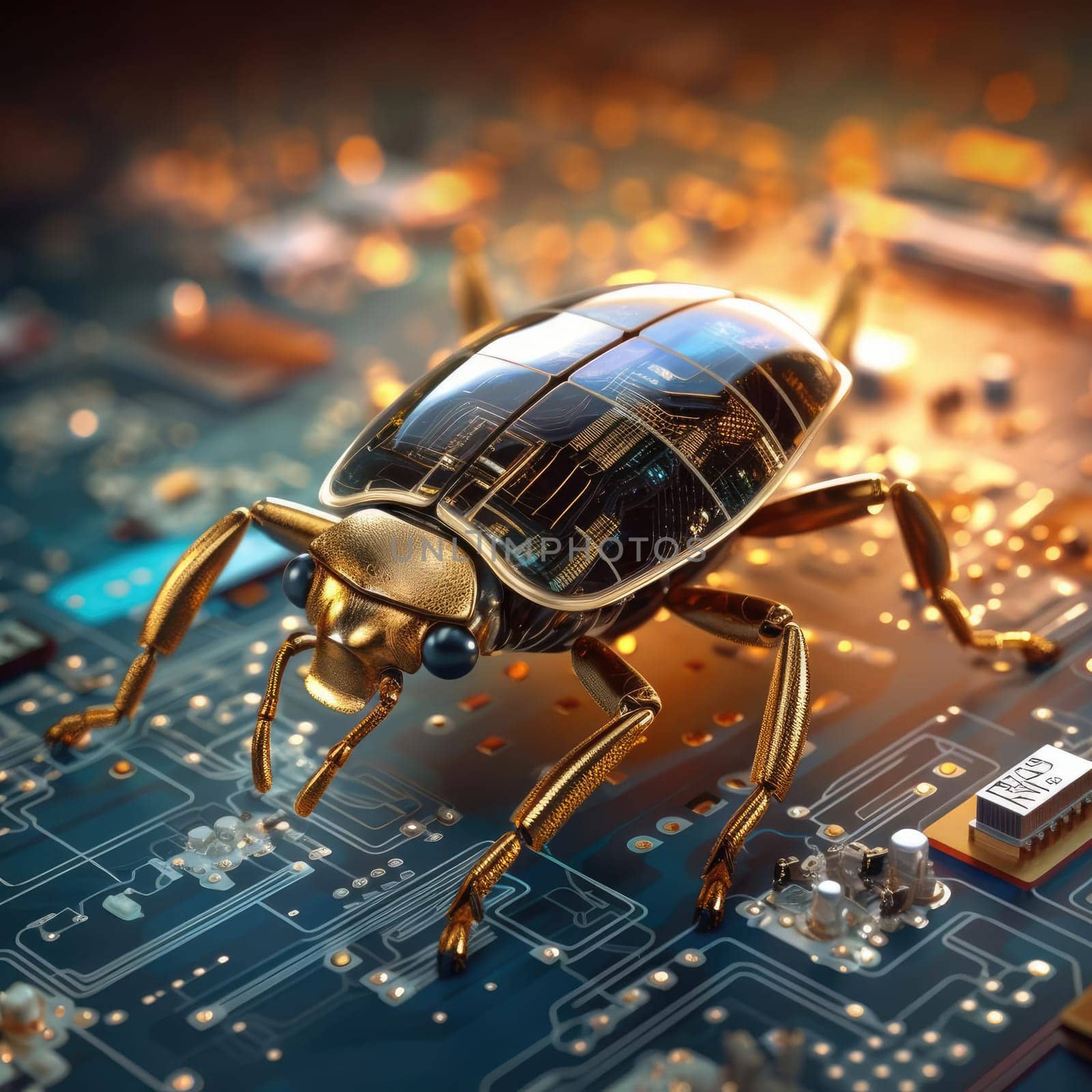 Electronic beetle on electronics by cherezoff