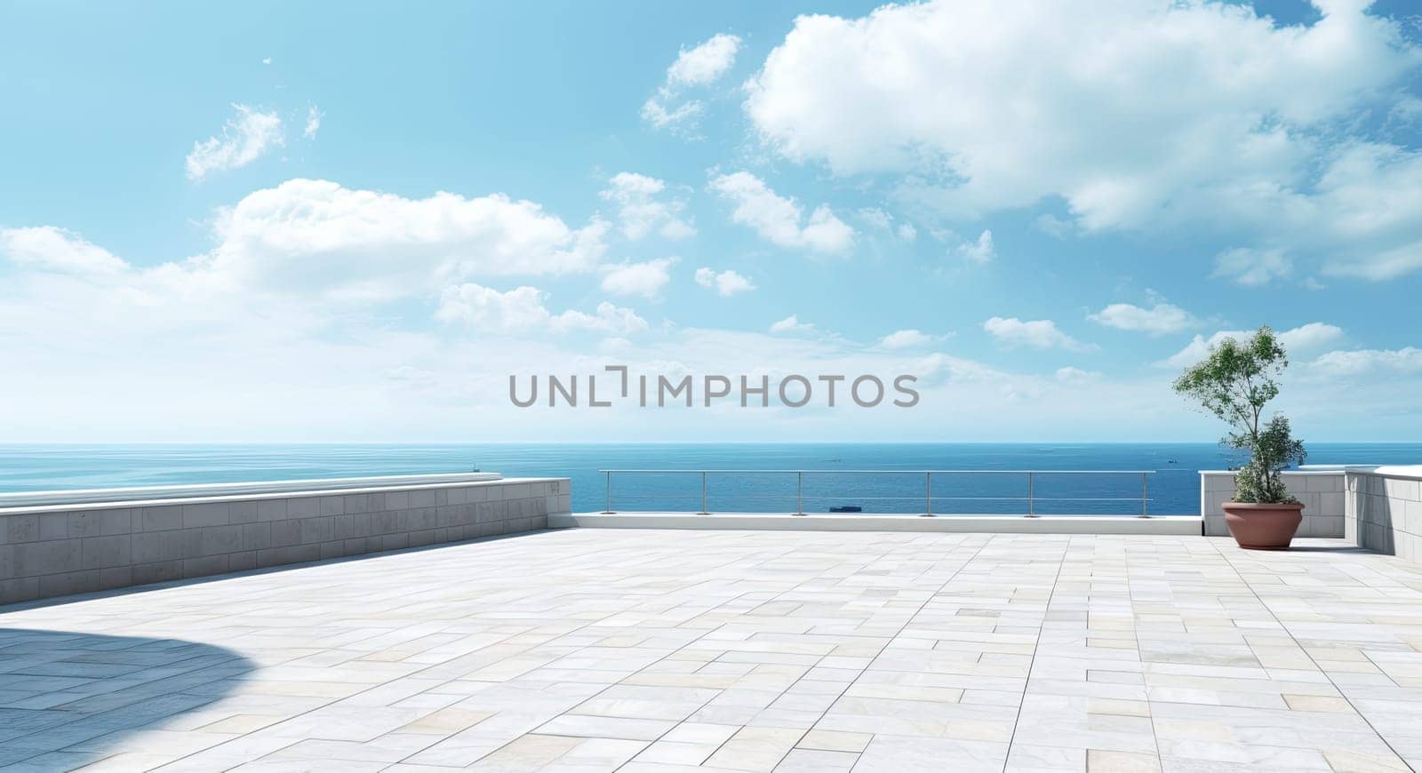Concrete floor of the promenade and sea views. Beautiful background