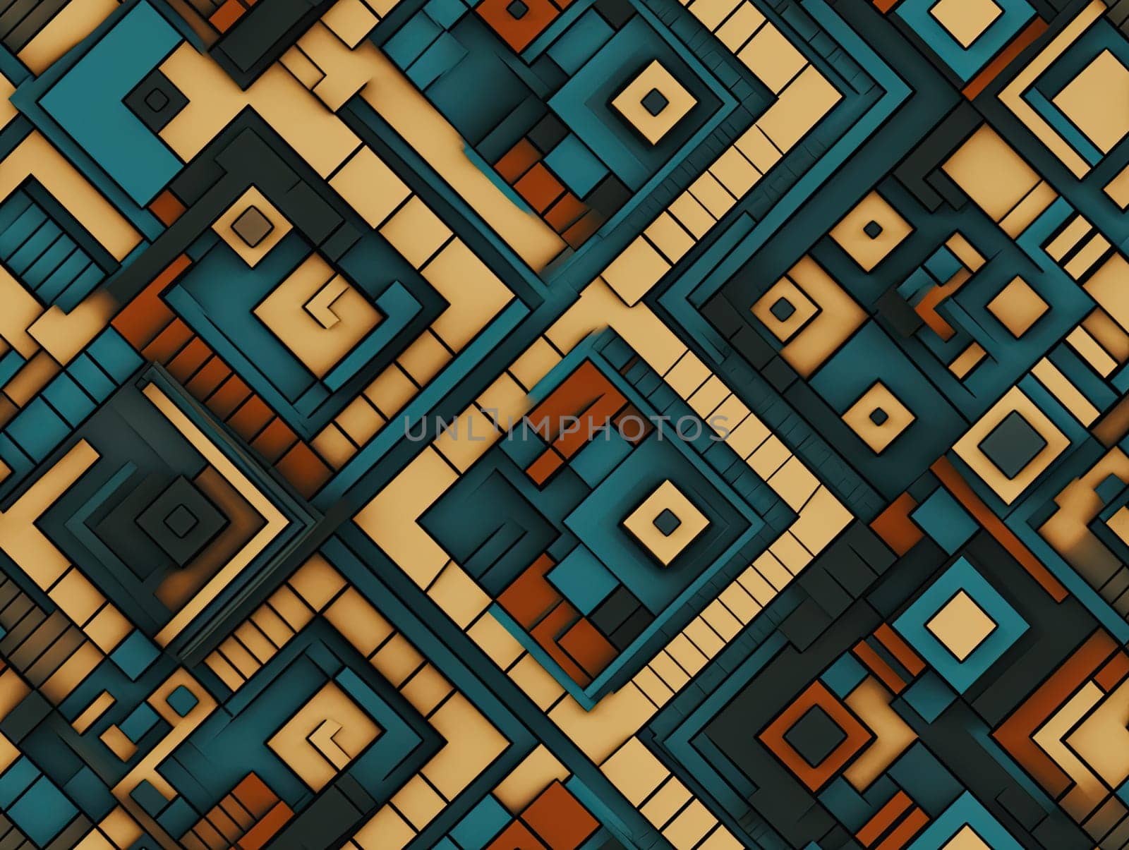 South American ethnic art, geometric seamless indigenous pattern, native ornament design infinite tile. Perfectly fits for fabric prints, surface textures, cloth design, wrapping. Generative AI by Ostanina
