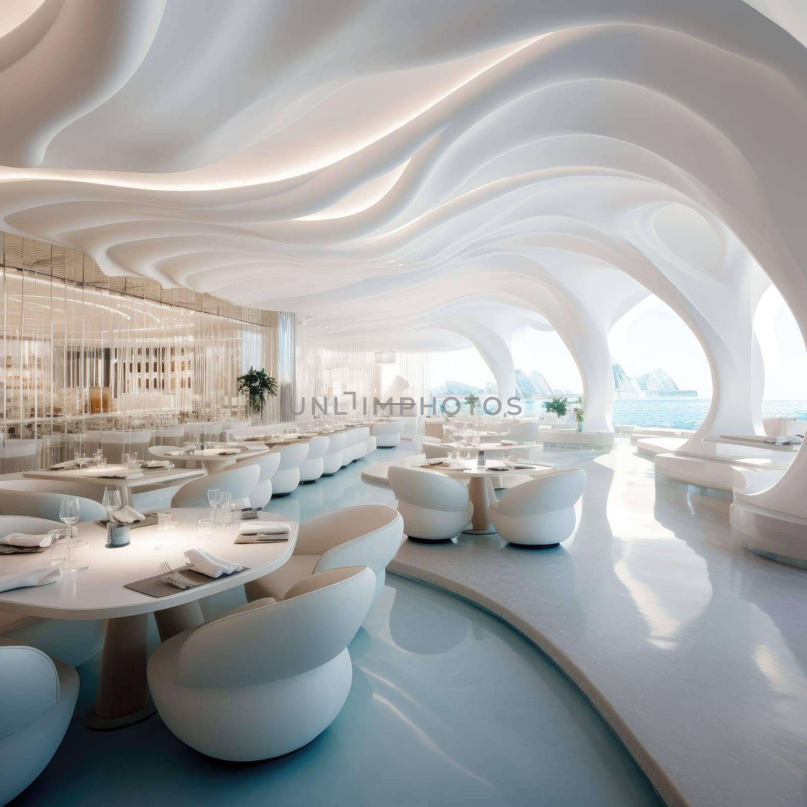 The interior of the seafood restaurant by cherezoff