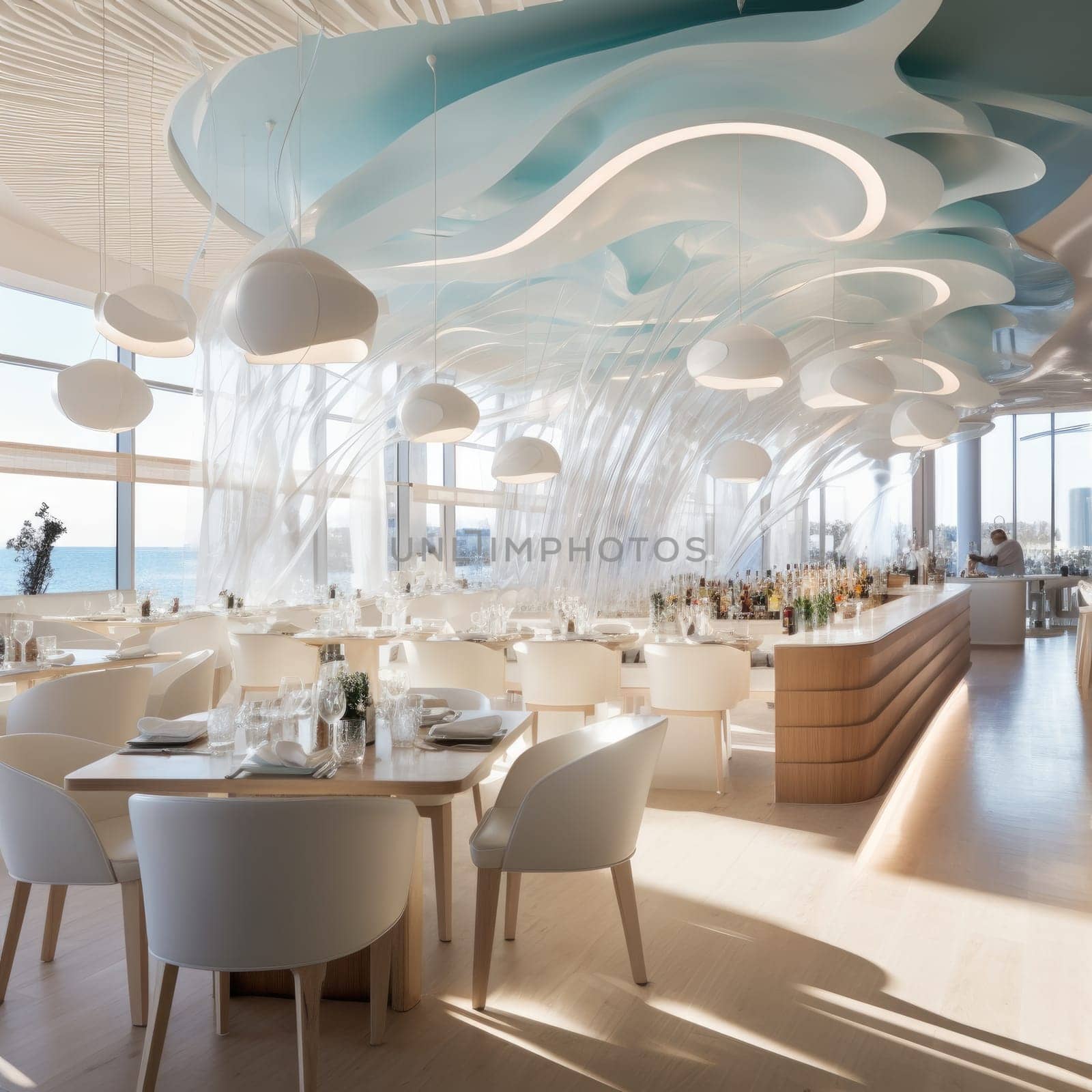 The interior of the seafood restaurant by cherezoff