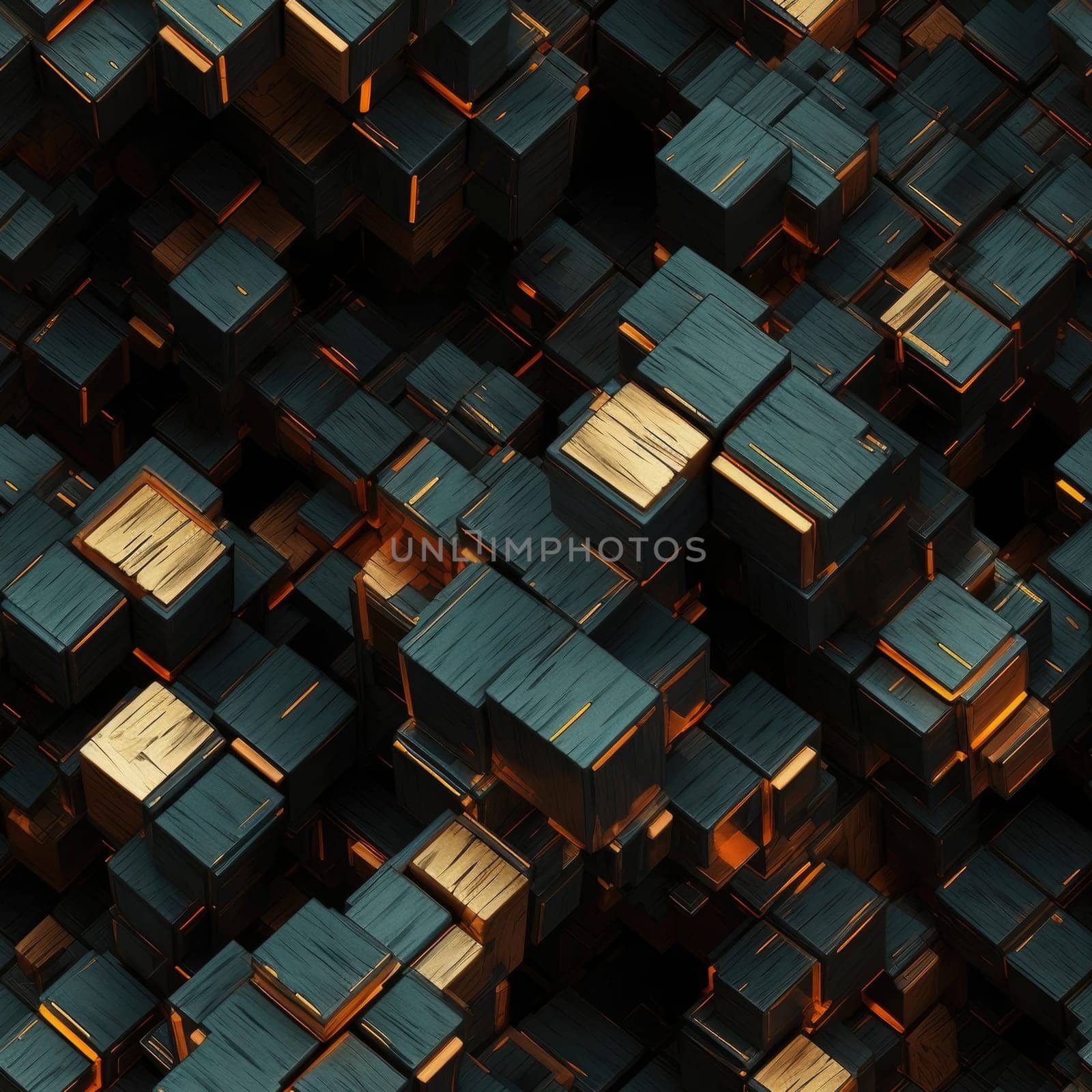 Abstract seamless texture of cubes, sci-fi