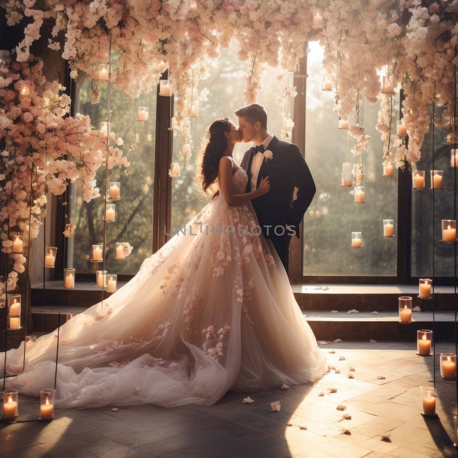 The bride and groom at the perfect wedding. Wedding concept