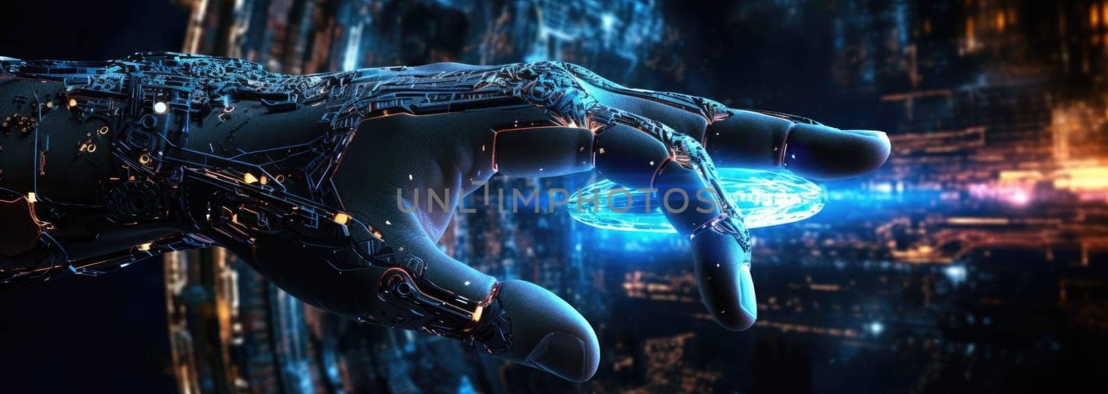 The human hand touches artificial intelligence by cherezoff