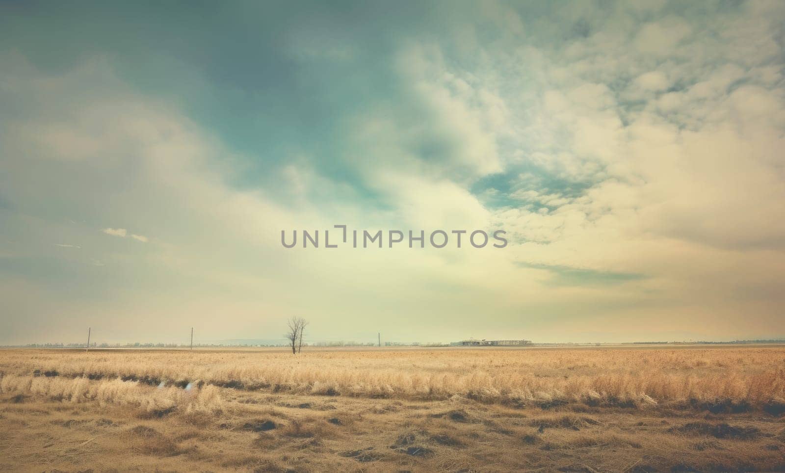 Steppe and sky with clouds. Beautiful background for your design