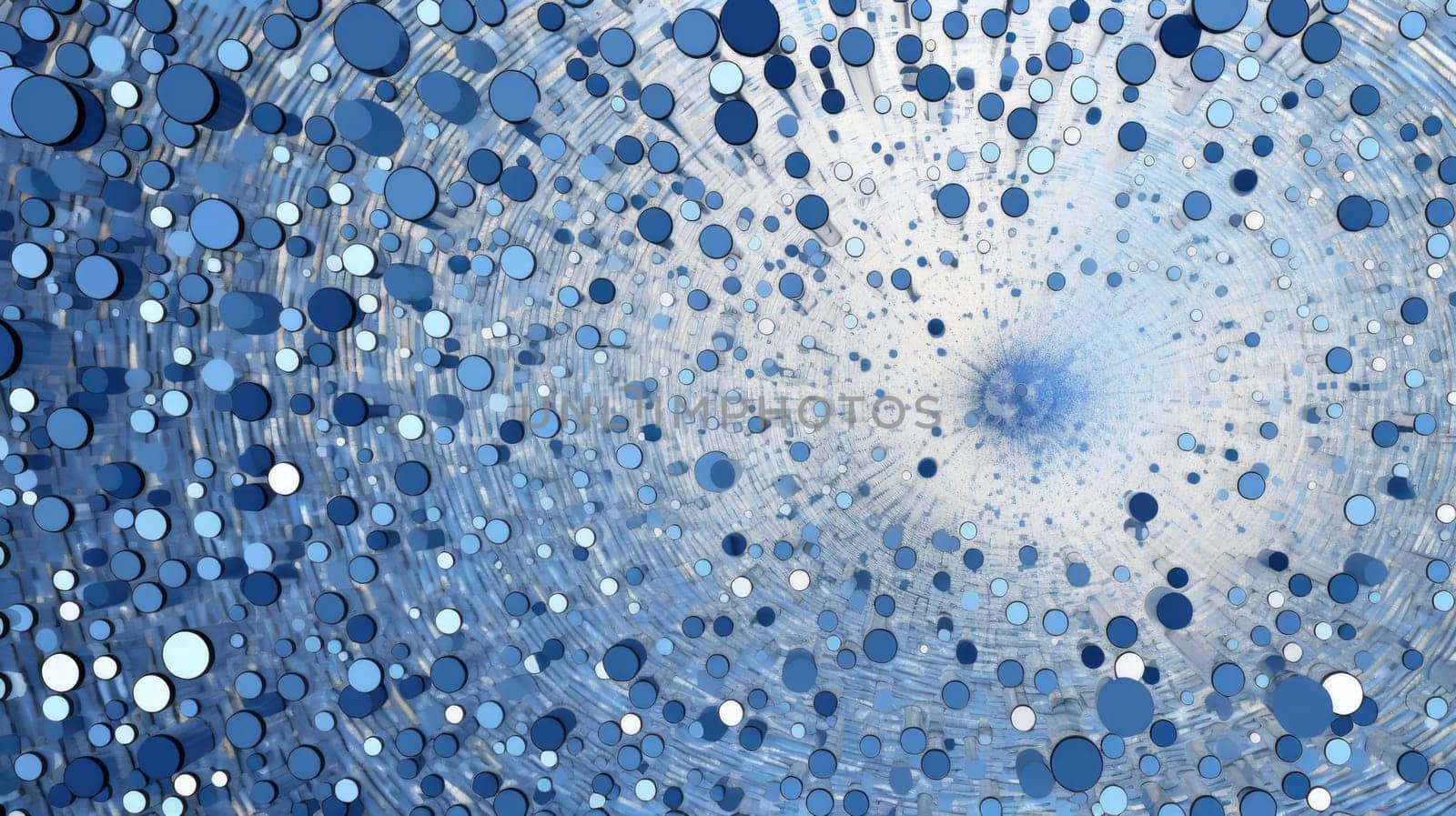 Watercolor background of blue circles on white background