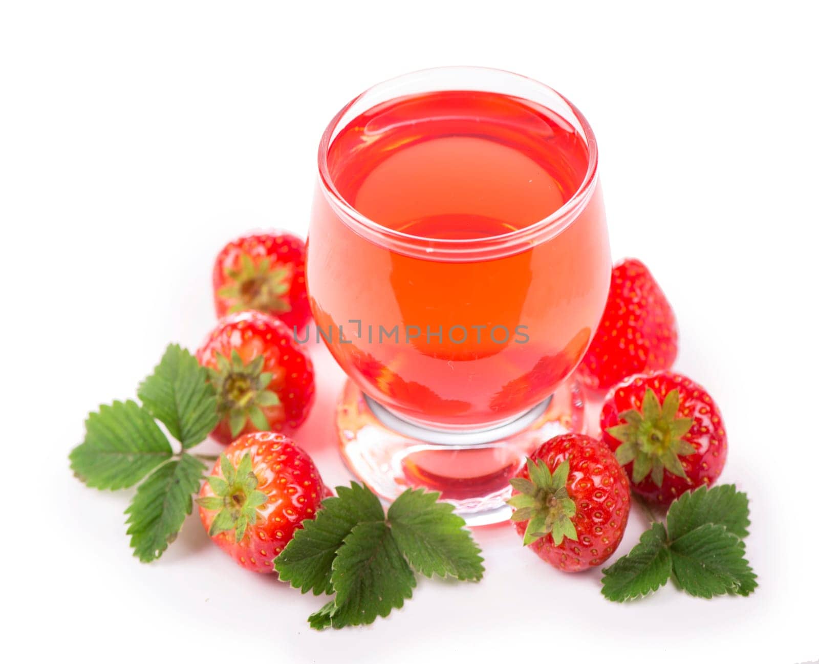 strawberry jelly in glasses with fresh berries and fruits on a white background by aprilphoto