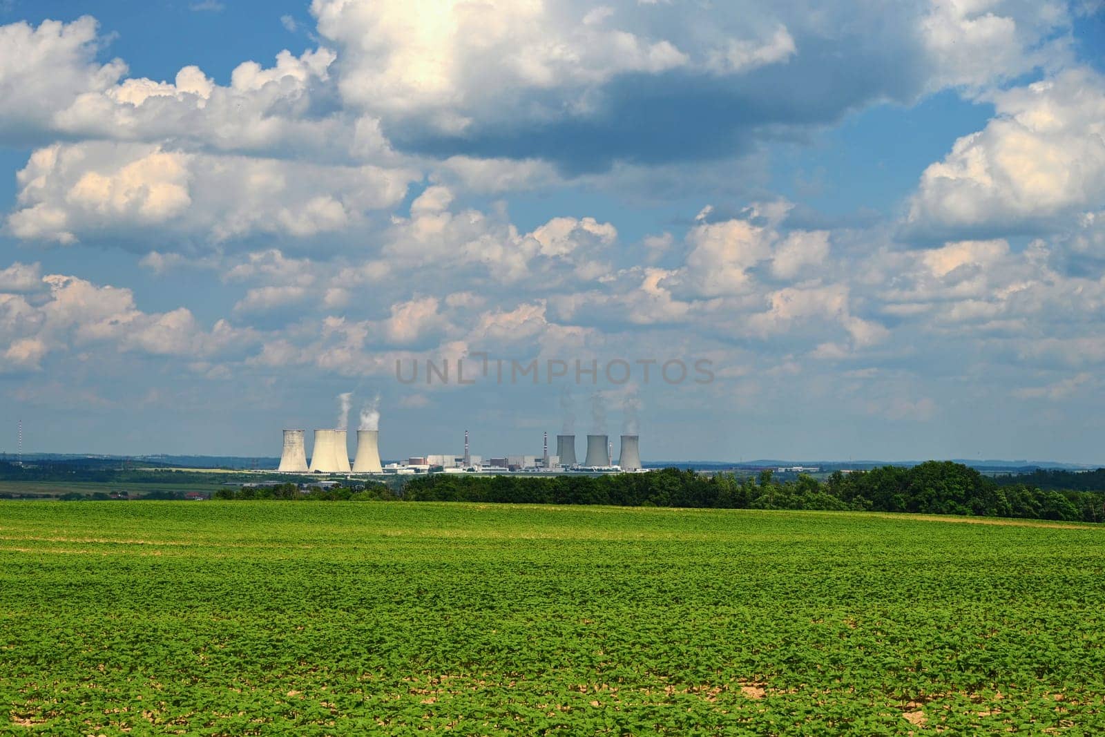 Nuclear power plant. Concept for industry and technology - energy crisis. Increasing energy prices - Russia's war on Ukraine. Dukovany - Czech Republic.