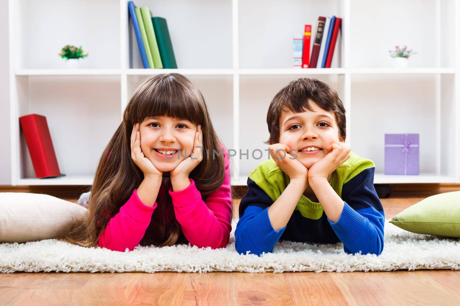 Image of happy children enjoying at home.