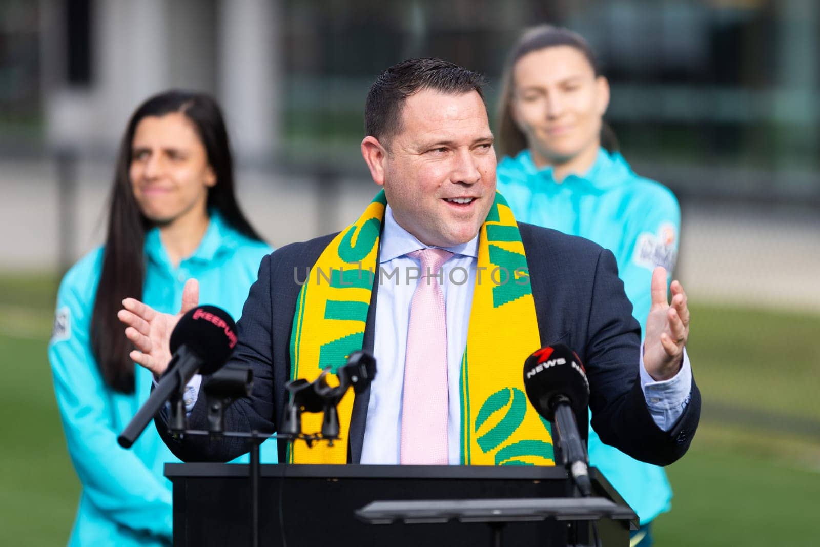 MELBOURNE, AUSTRALIA - JULY 03: James Johnson, CEO of Football Australia at the official opening of the Australian Matildas training facility and FIFA 2023 Women's World Cup squad announcement at La Trobe University on July 03, 2023 in Melbourne, Australia.