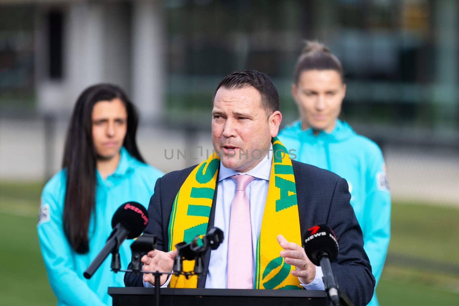 MELBOURNE, AUSTRALIA - JULY 03: James Johnson, CEO of Football Australia at the official opening of the Australian Matildas training facility and FIFA 2023 Women's World Cup squad announcement at La Trobe University on July 03, 2023 in Melbourne, Australia.