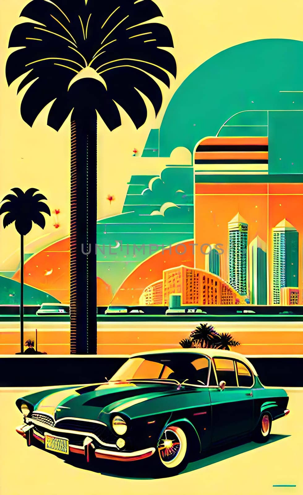 Poster in retro style, with retro cars. by N_Design