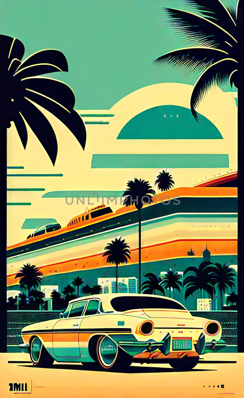 Poster in retro style, with retro cars. by N_Design