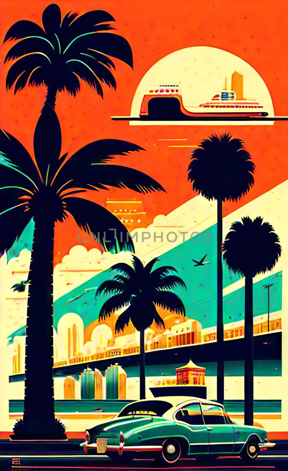 Poster in retro style, with retro cars. by N_Design