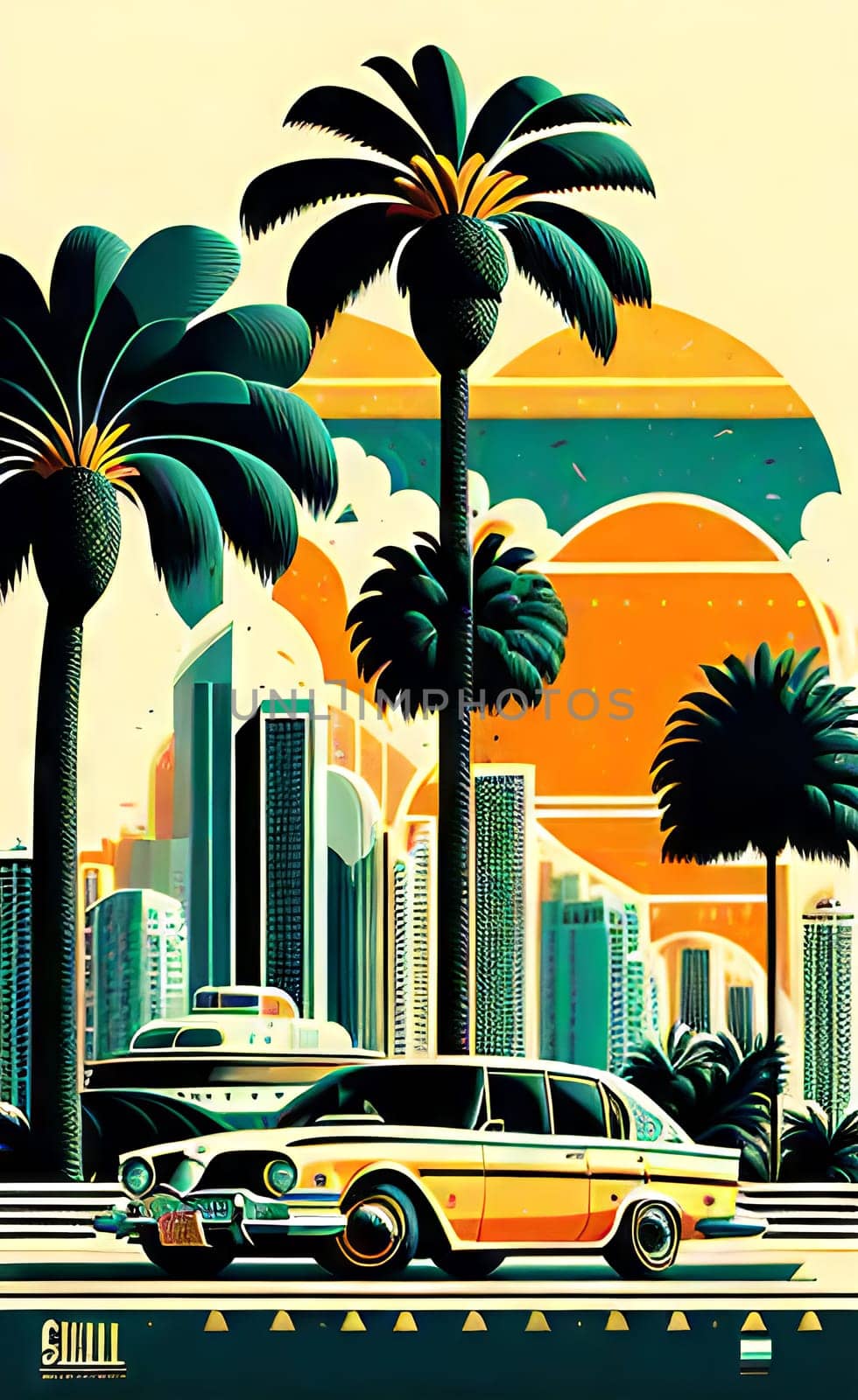 Poster in retro style, with retro cars. by N_Design