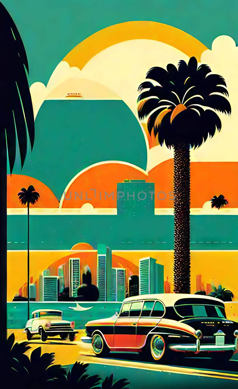 Poster in retro style, with retro cars. by N_Design