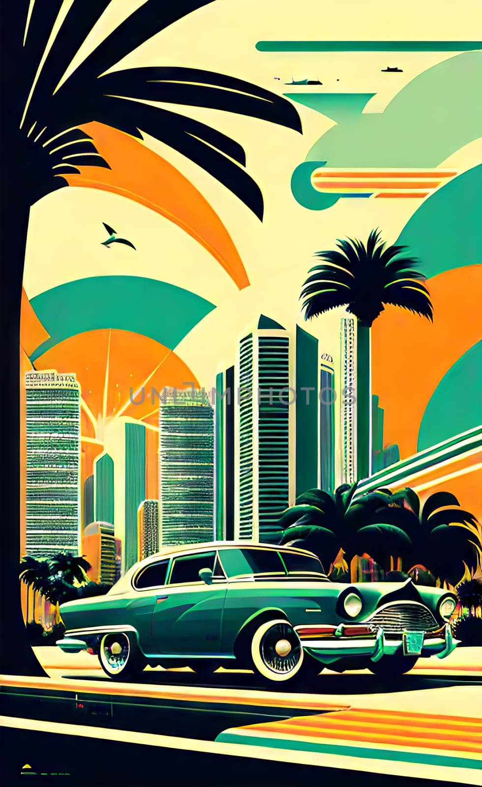 Poster in retro style, with retro cars. by N_Design