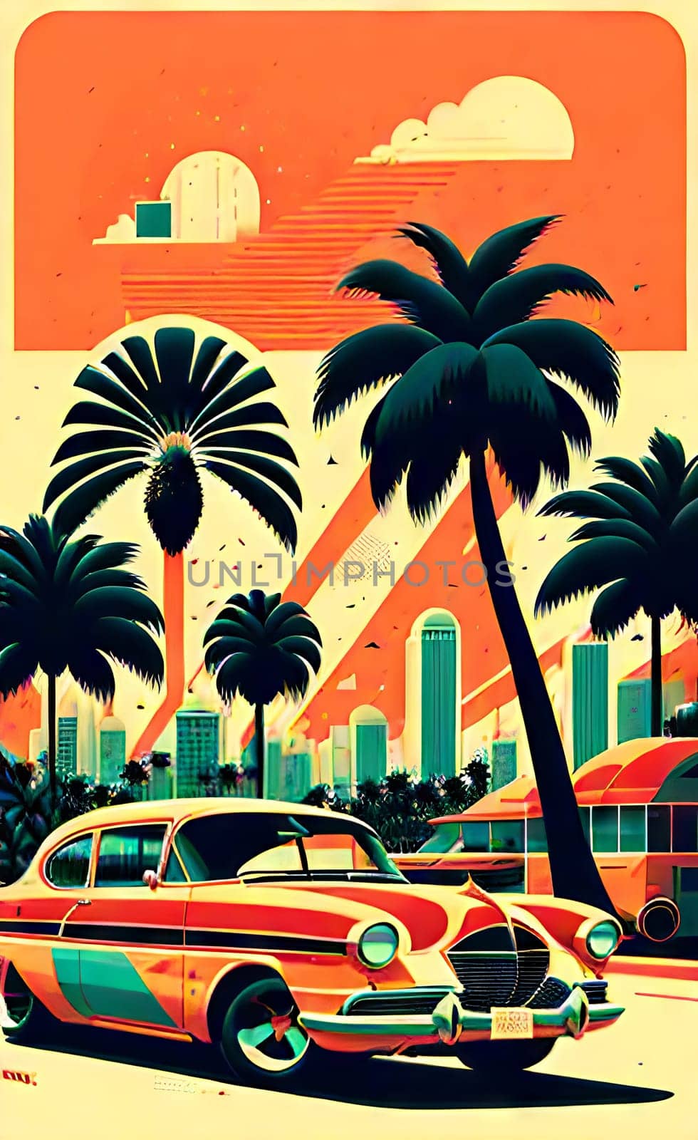 Poster in retro style, with retro cars. by N_Design