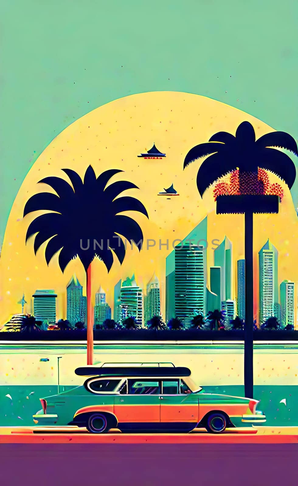 Poster in retro style, with retro cars. by N_Design