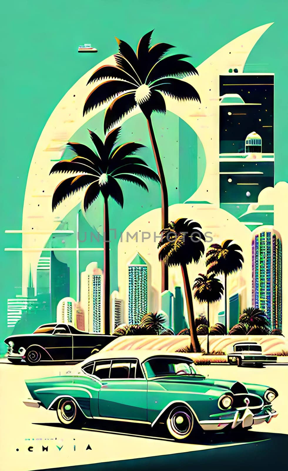 Poster in retro style, with retro cars. by N_Design