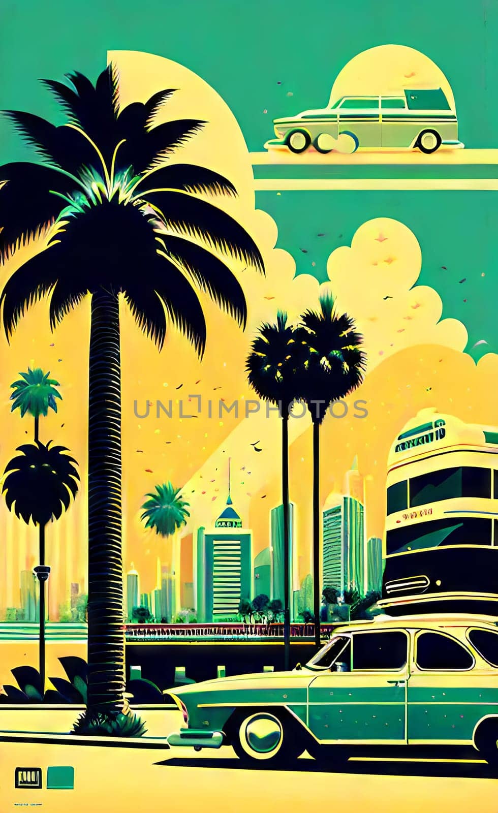 Poster in retro style, with retro cars. by N_Design