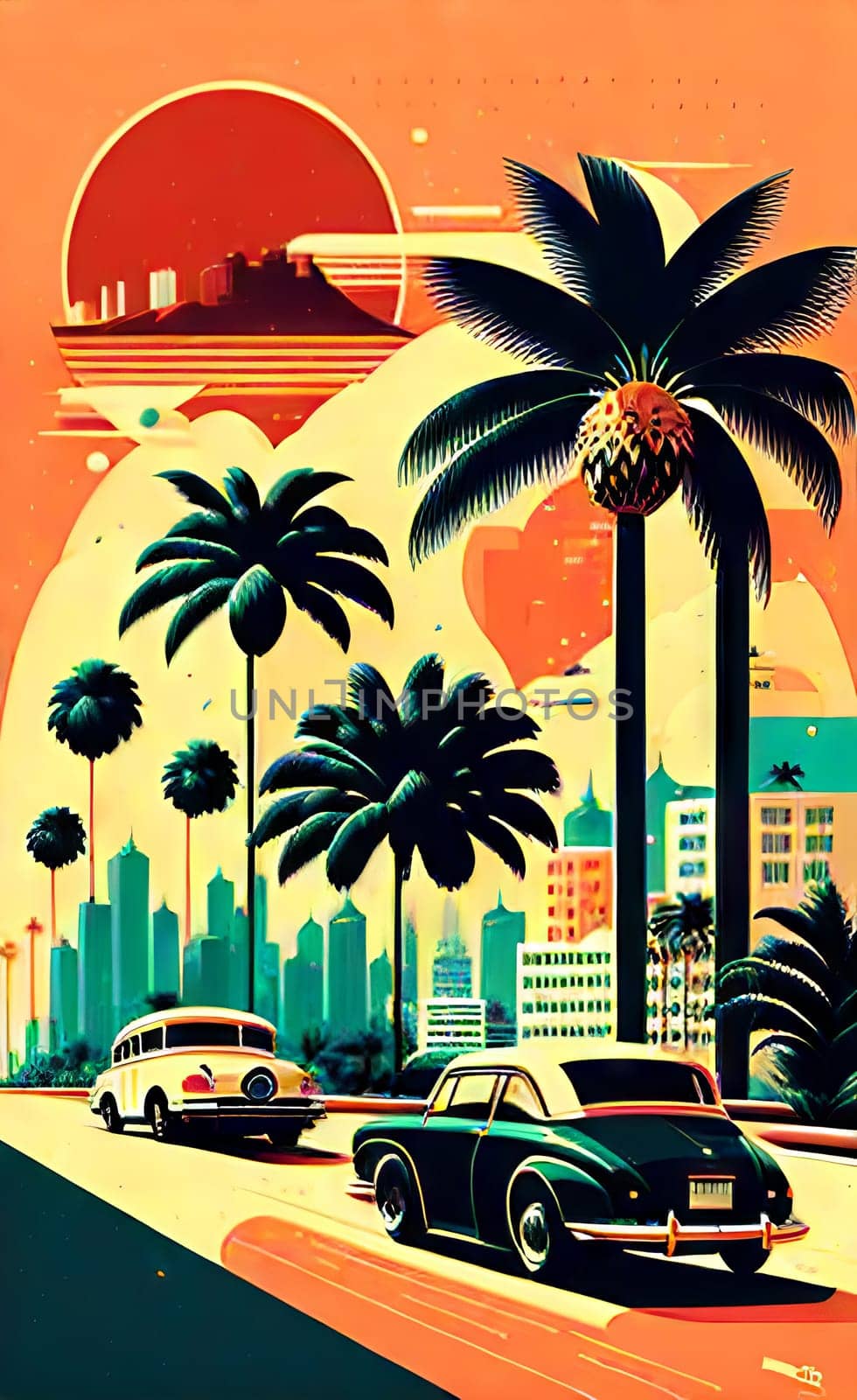 Poster in retro style, with retro cars. by N_Design