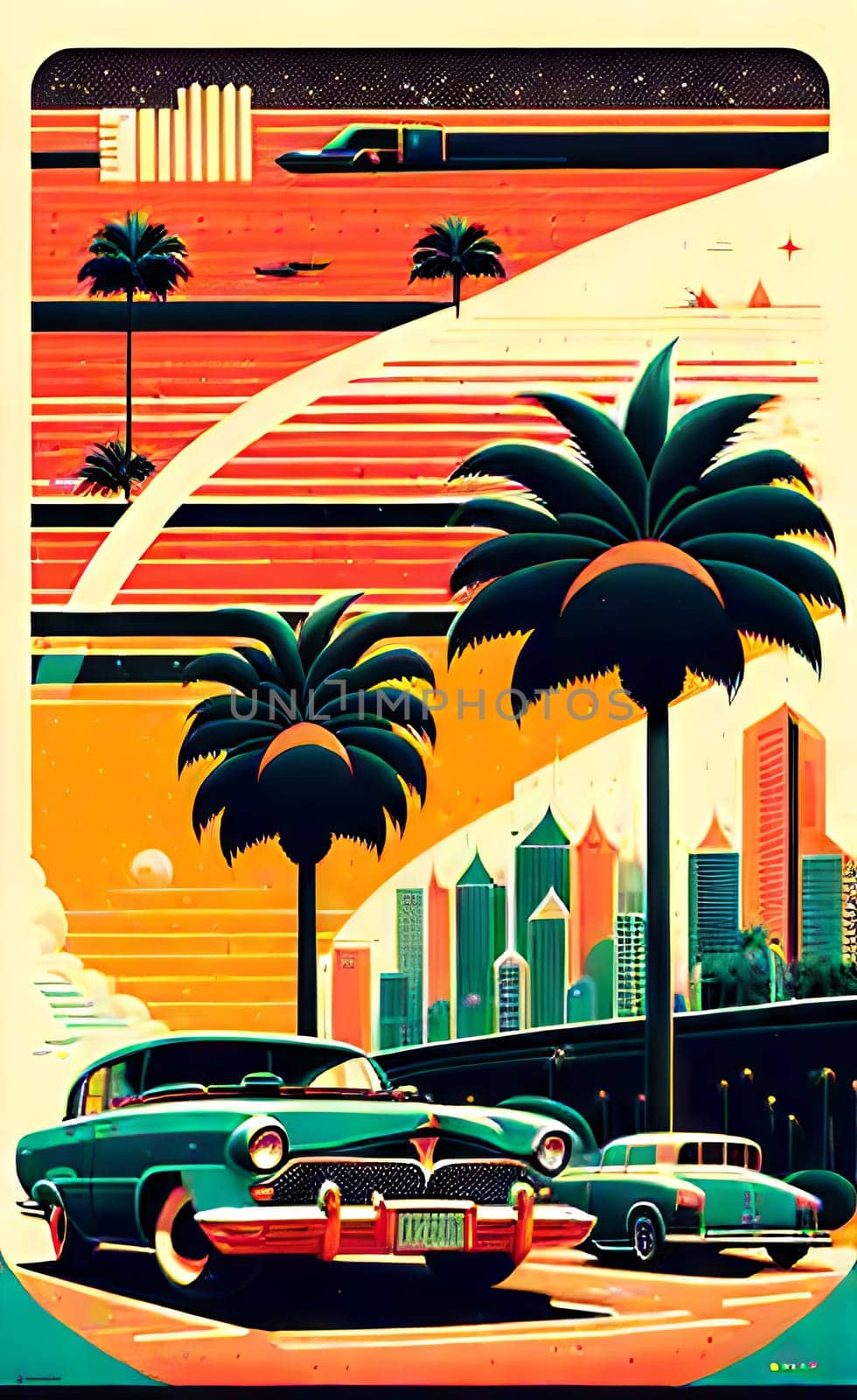 Poster in retro style, with retro cars. by N_Design