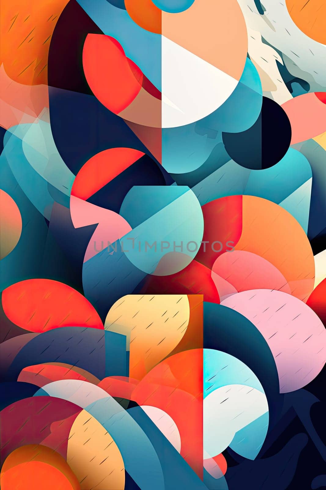 A captivating abstract composition with bold and vibrant shapes merging together by simakovavector