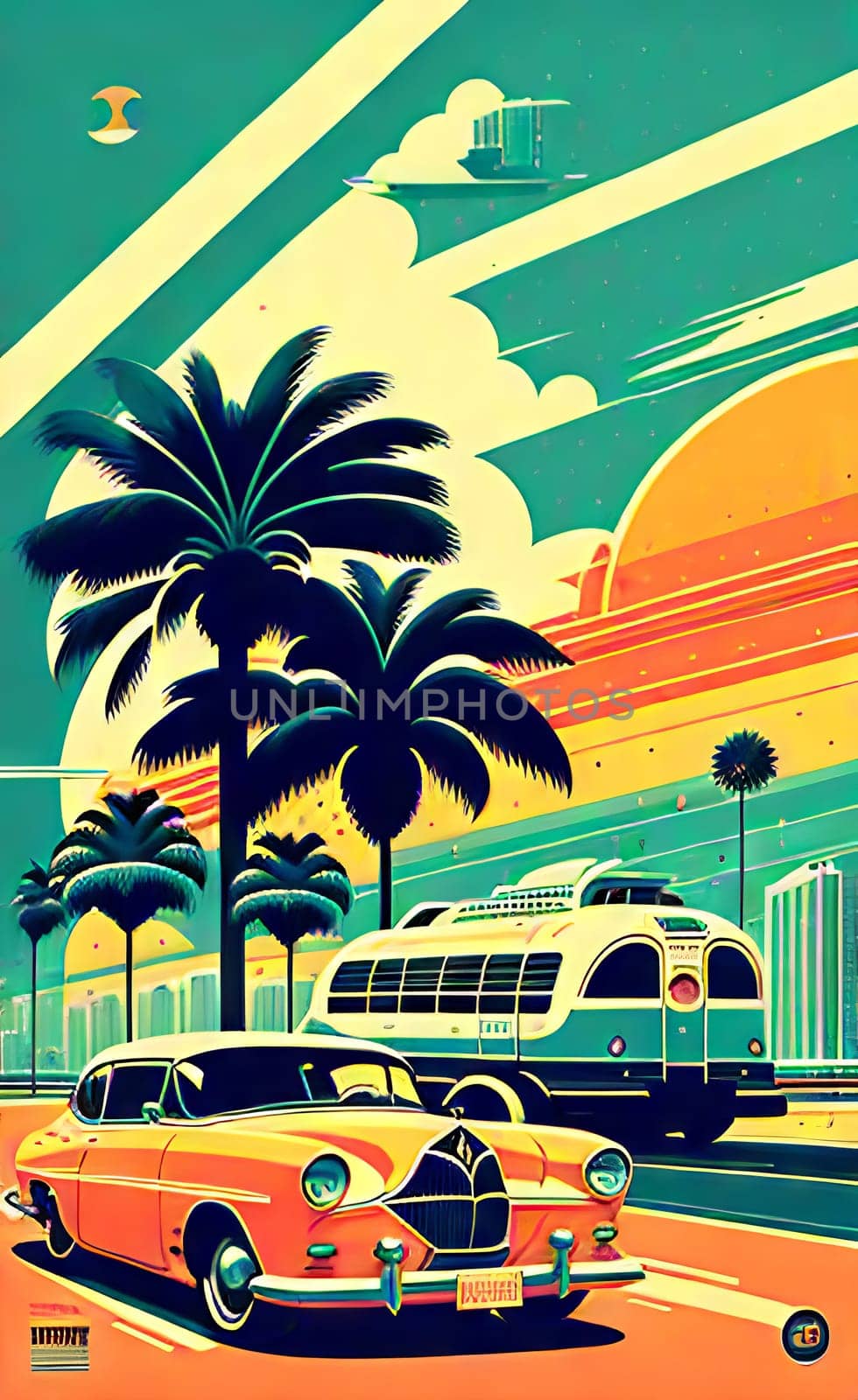 Poster in retro style, with retro cars. by N_Design