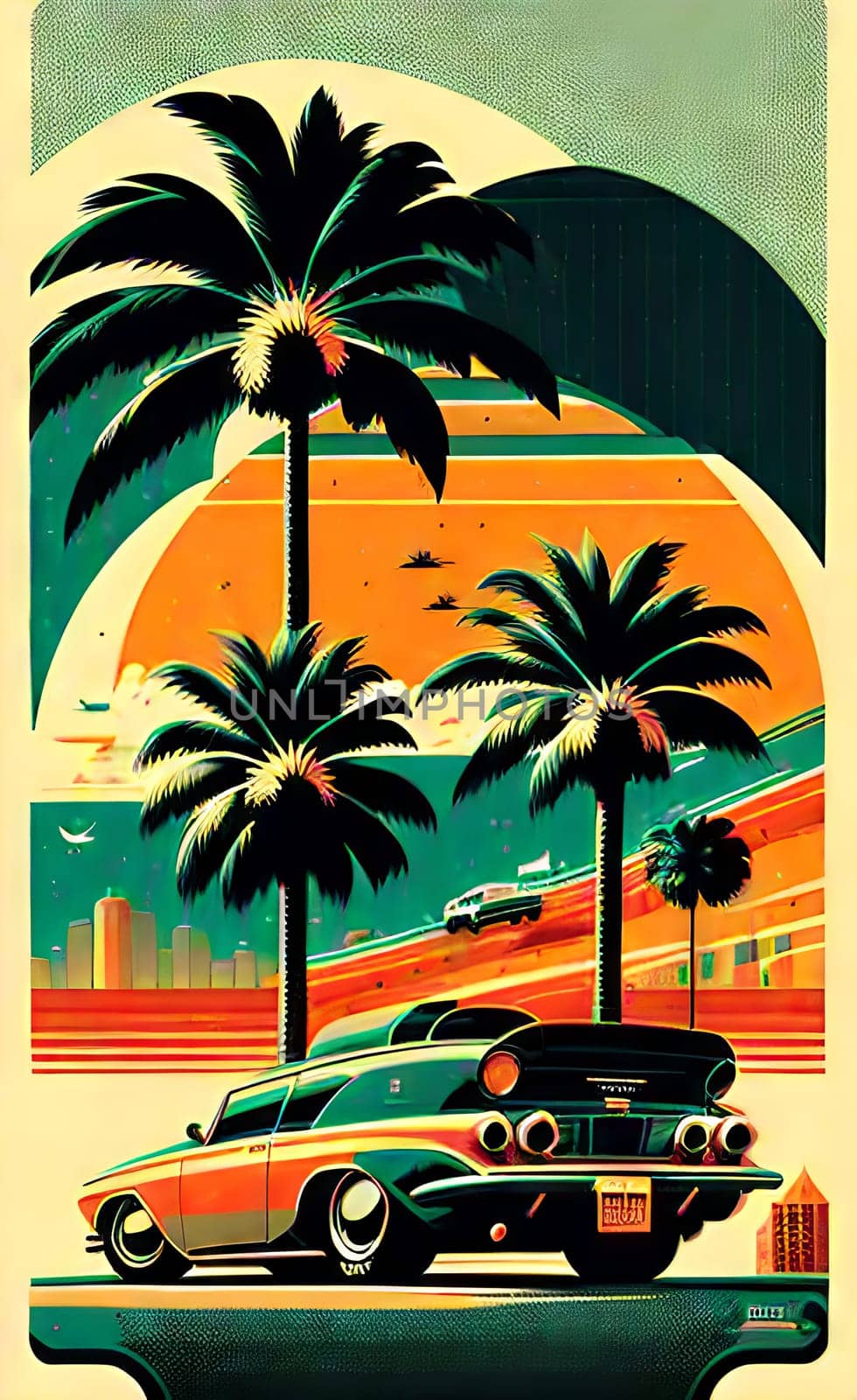 Poster in retro style, with retro cars. by N_Design