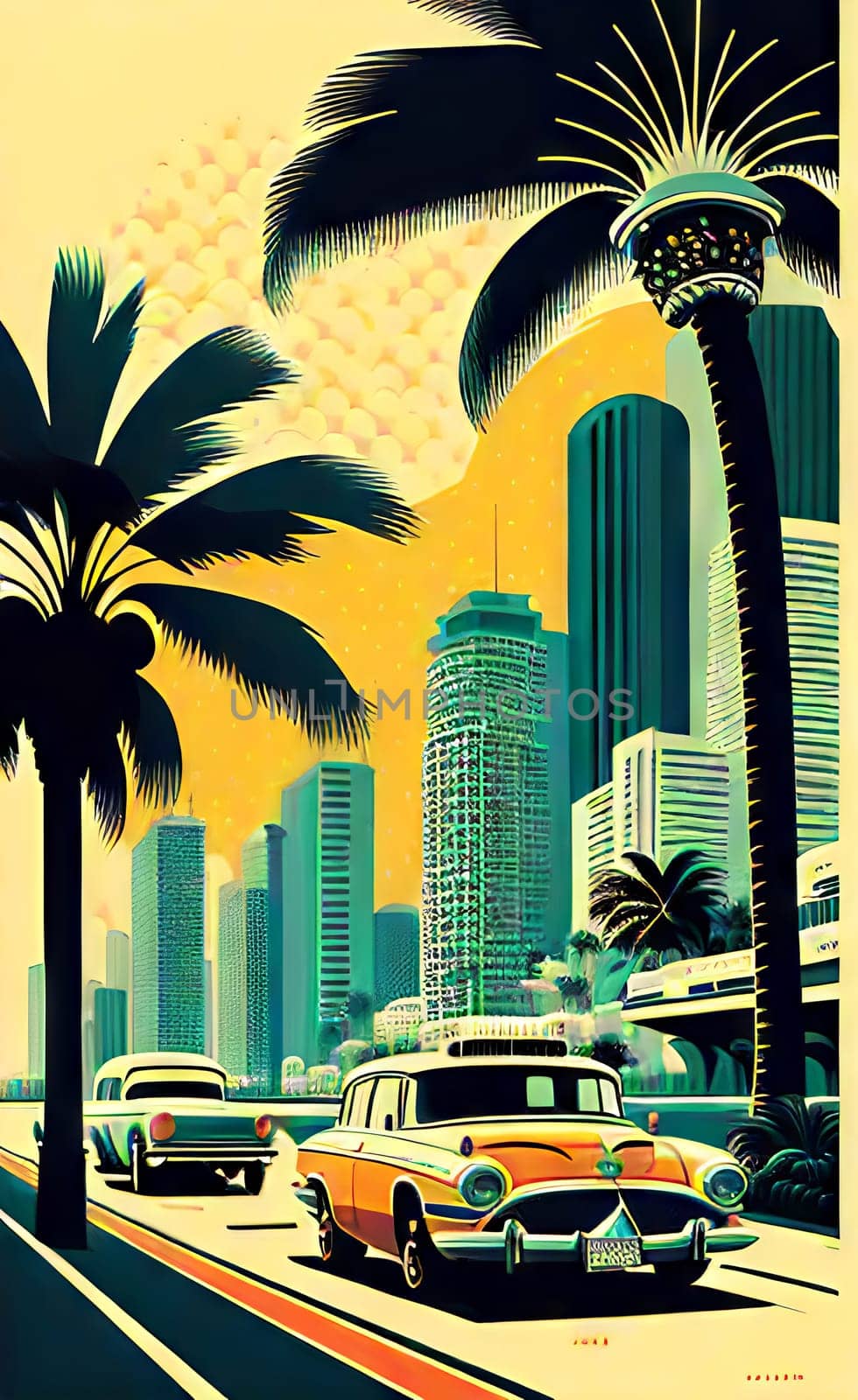 Poster in retro style, with retro cars. by N_Design