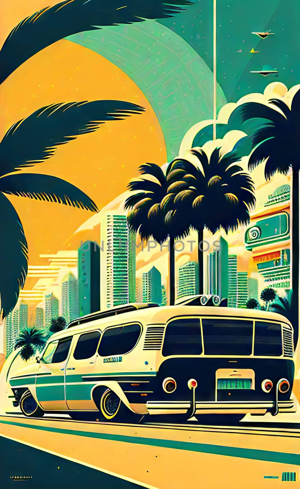 Poster in retro style, with retro cars. by N_Design