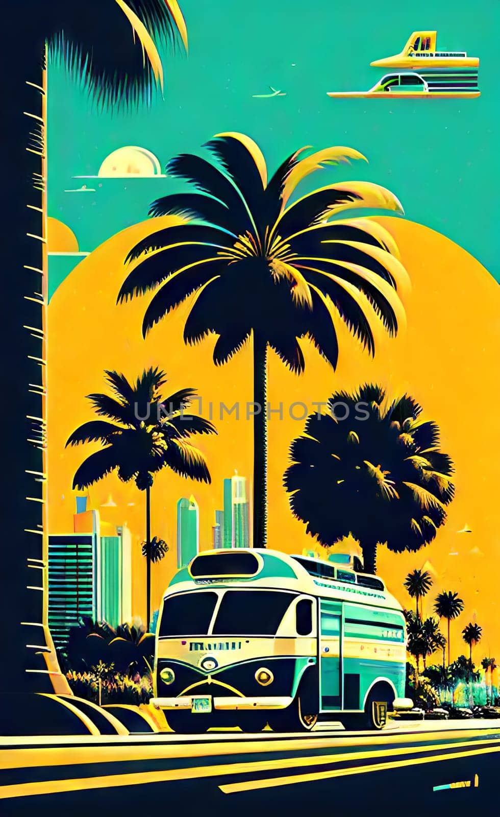 Poster in retro style, with retro cars. by N_Design