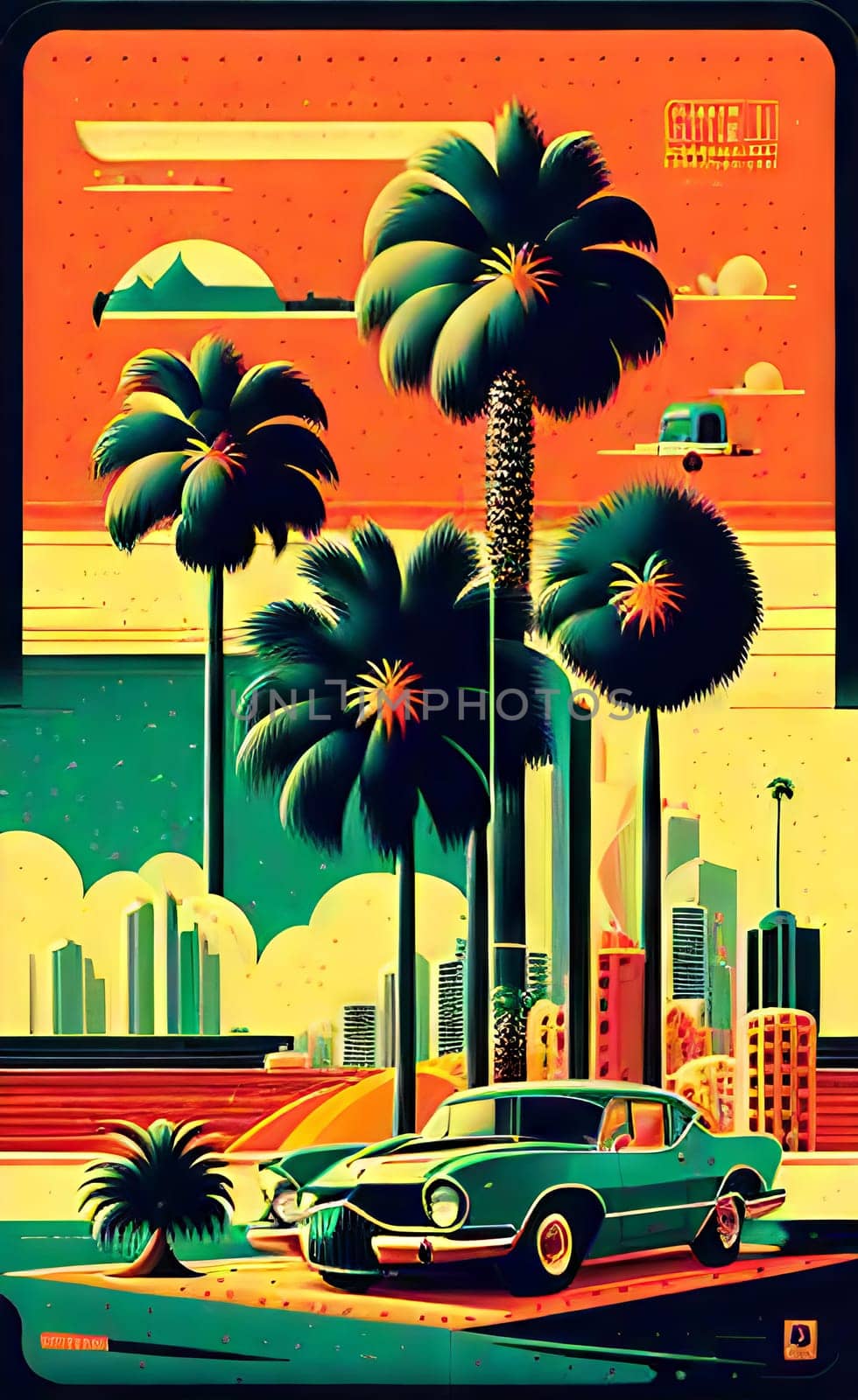 Poster in retro style, with retro cars. by N_Design