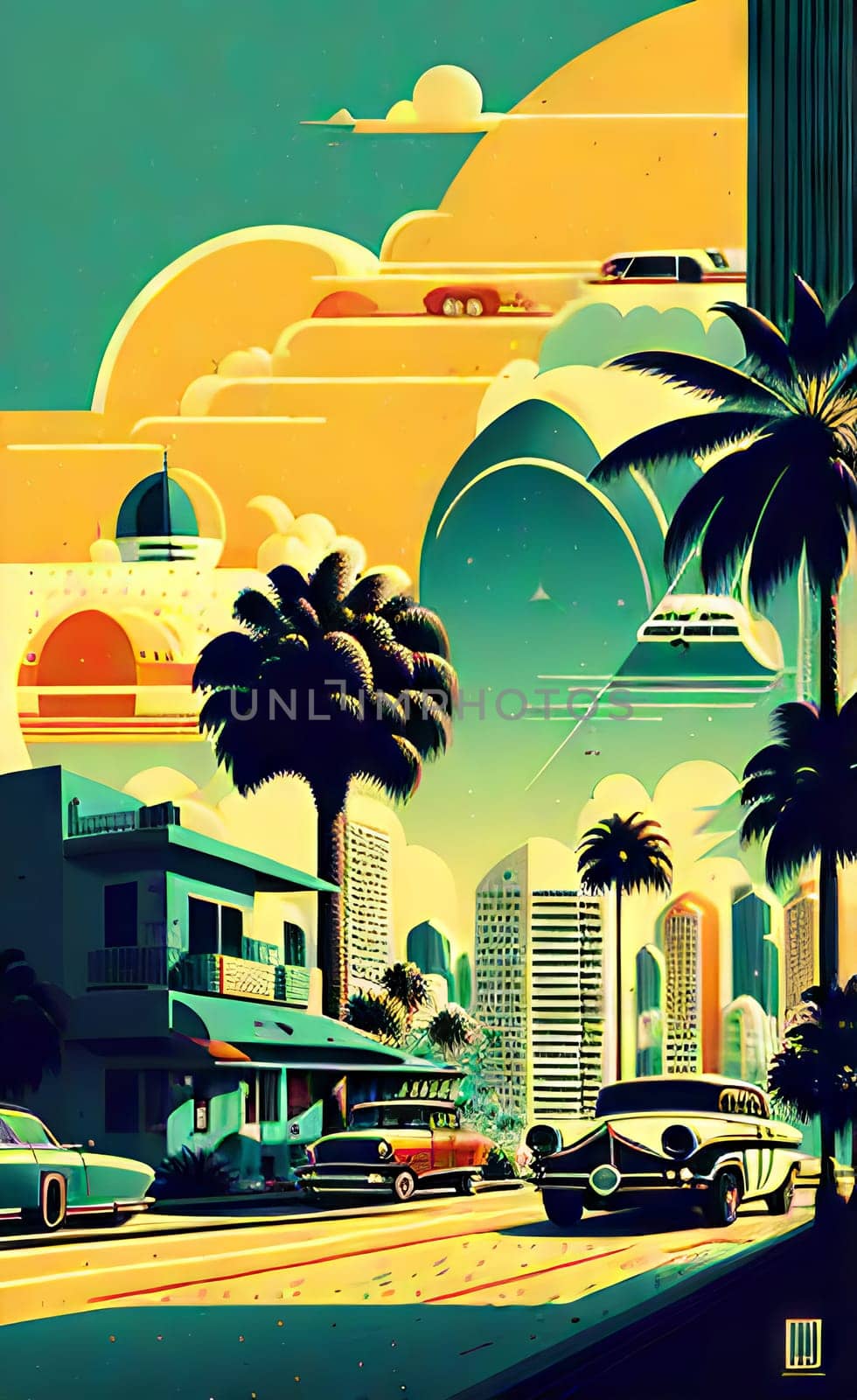 Poster in retro style, with retro cars. by N_Design