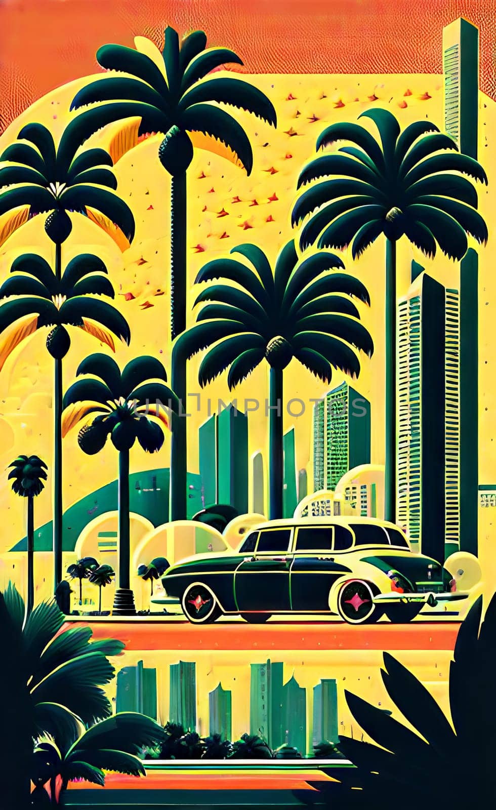 Poster in retro style, with retro cars. by N_Design