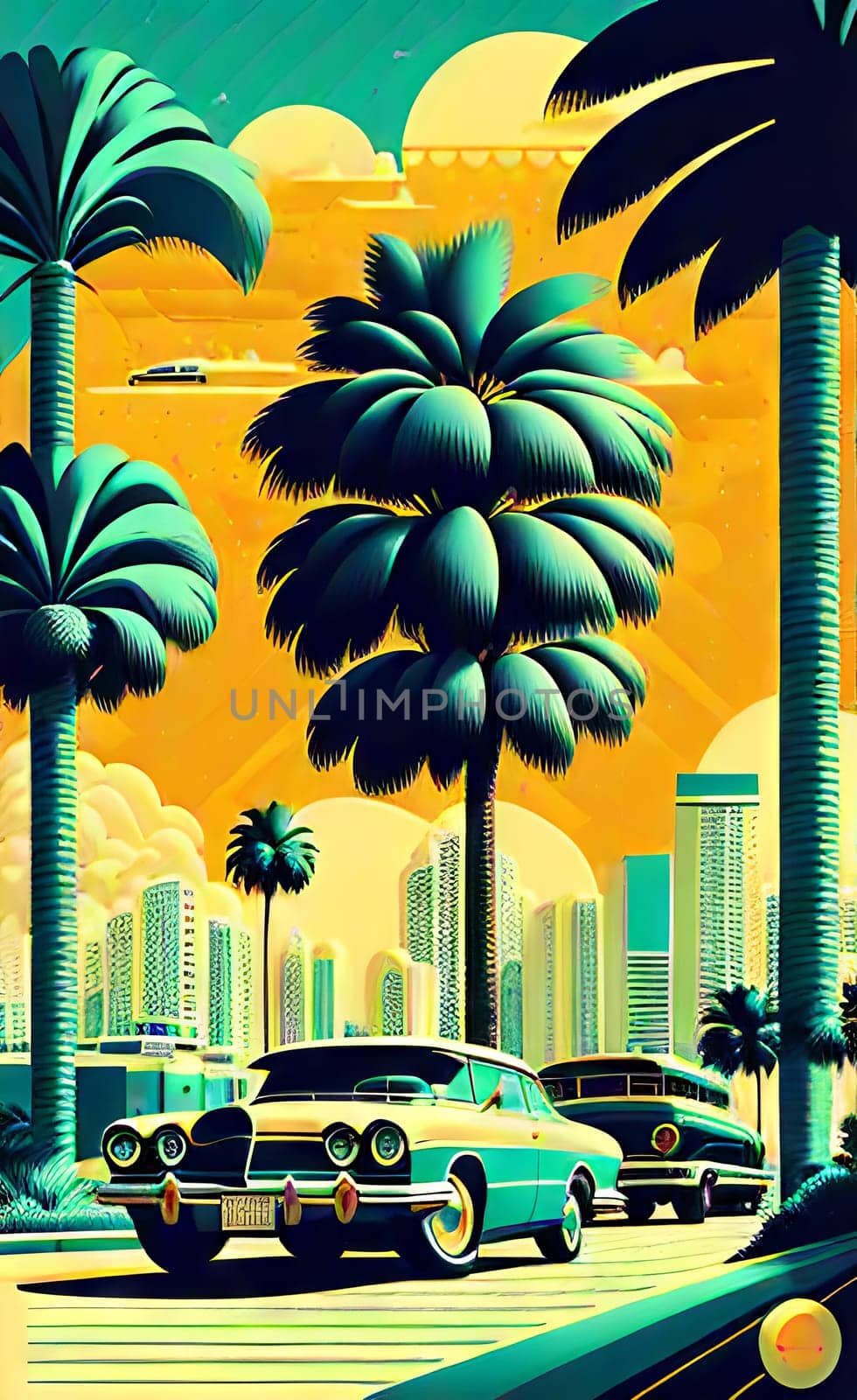 Poster in retro style, with retro cars. by N_Design