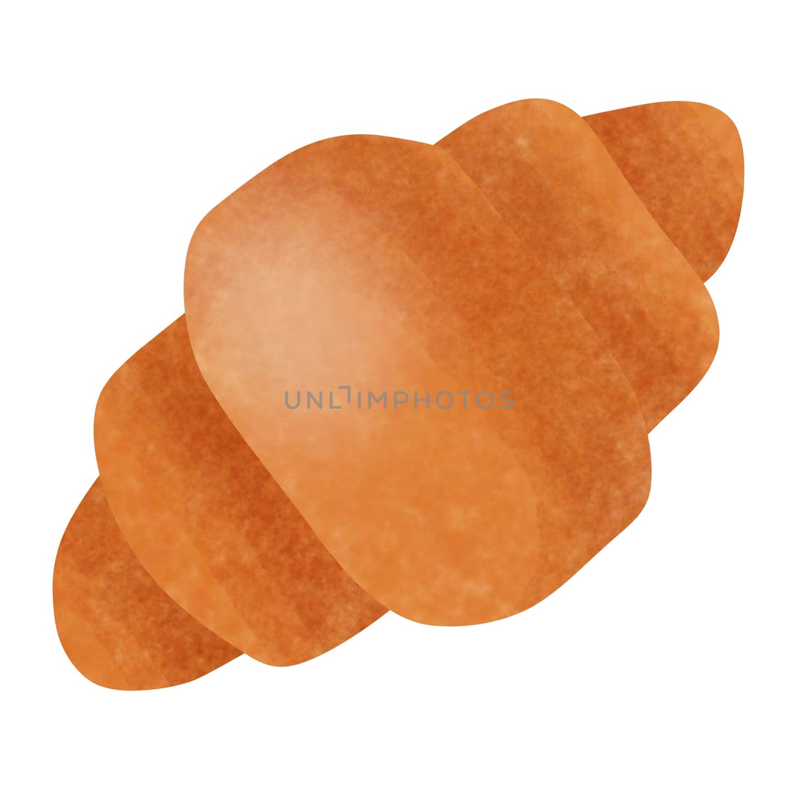 Drawing of croissant isolated on white background for usage as an illustration, food, snacks, bakery and eating concept