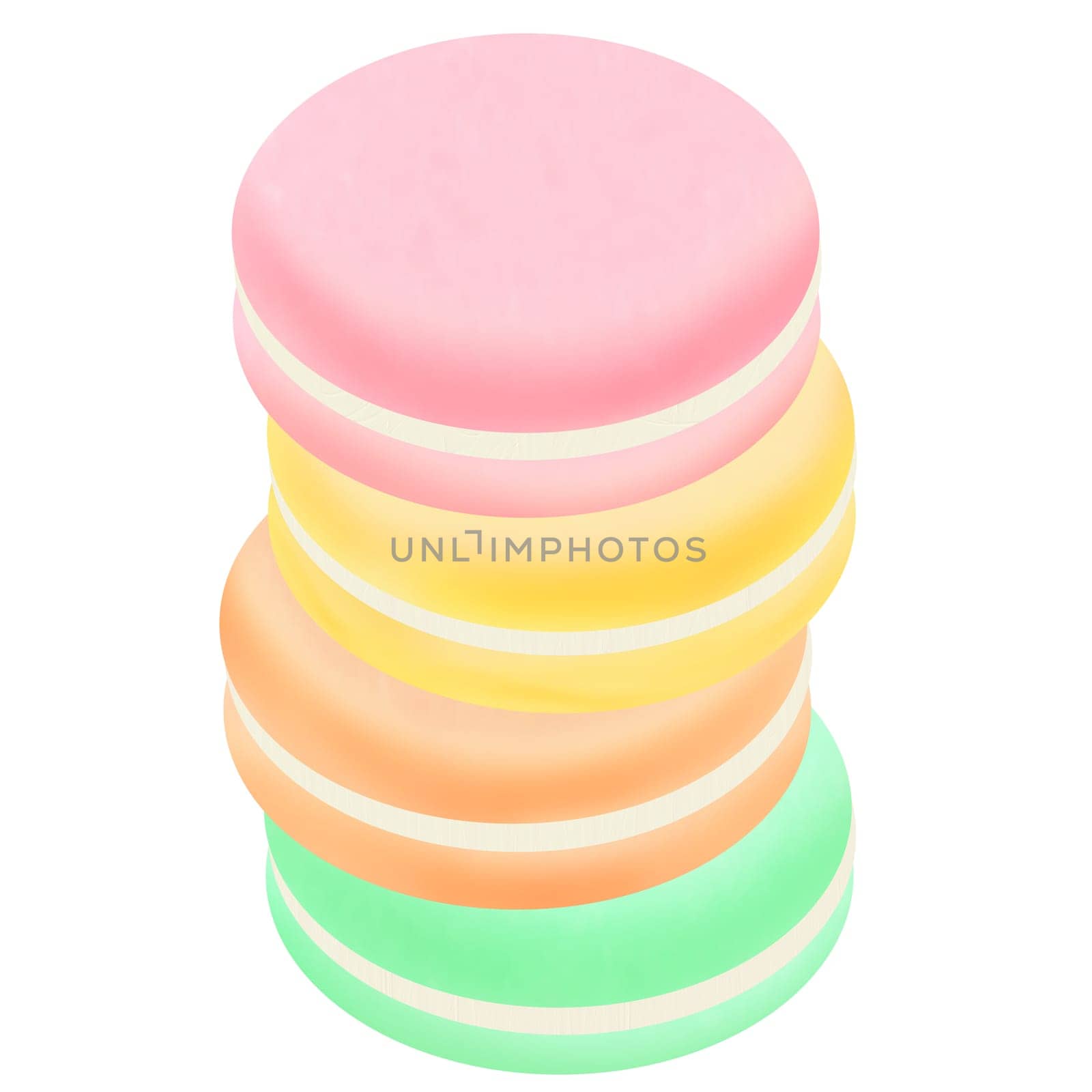 Drawing of macarons isolated on white background for usage as an illustration, food, snacks, bakery and eating concept by iamnoonmai