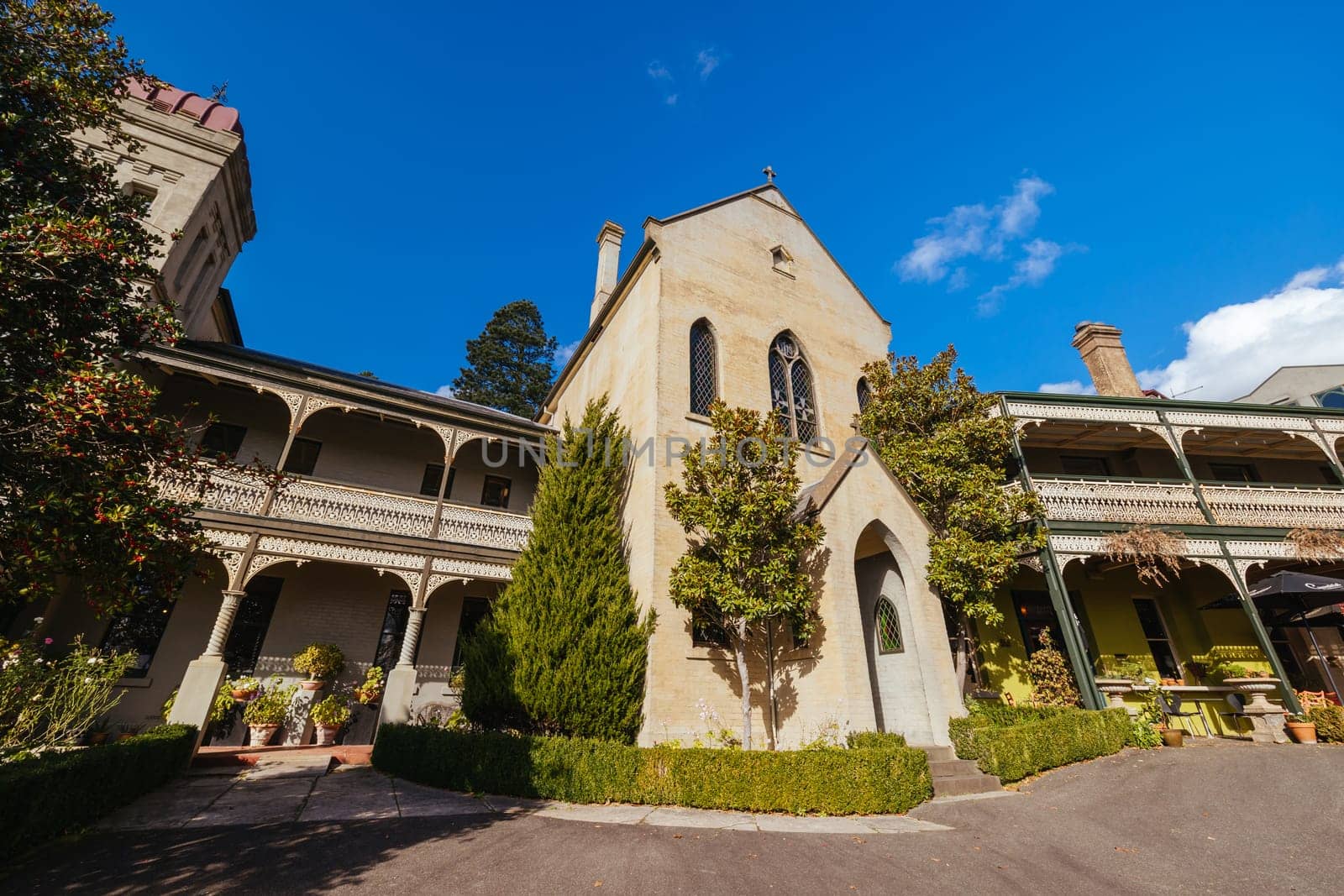 DAYLESFORD, AUSTRALIA - MAY 13, 2023: The Convent Daylesford in Daylesford on a cool spring morning in Victoria, Australia