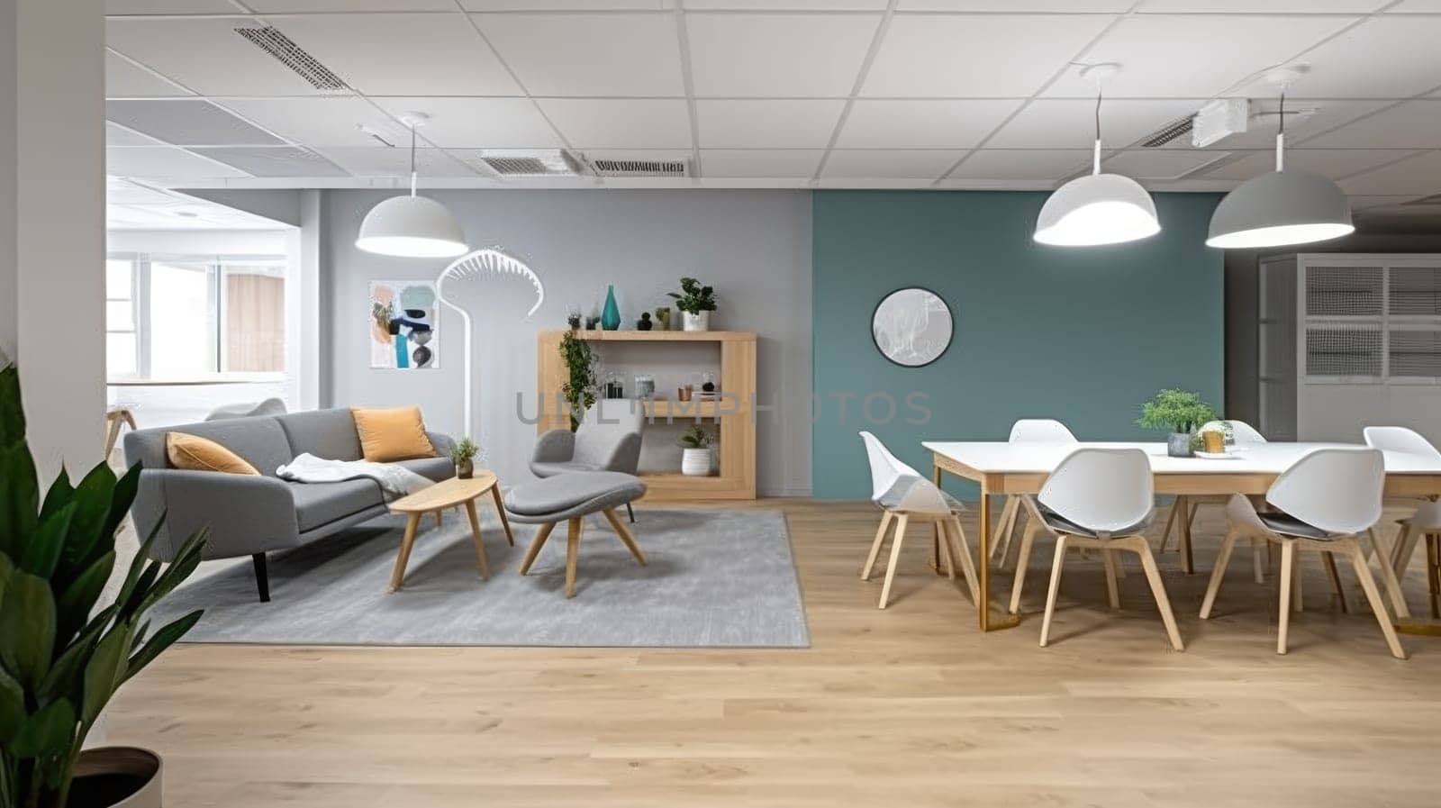 Inspiring office interior design Scandinavian style Generative AI AIG 31. by biancoblue