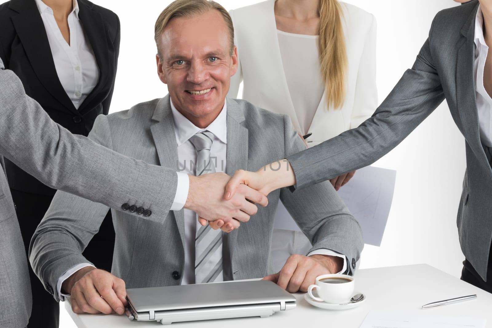Business handshake at meeting agreement contract concept