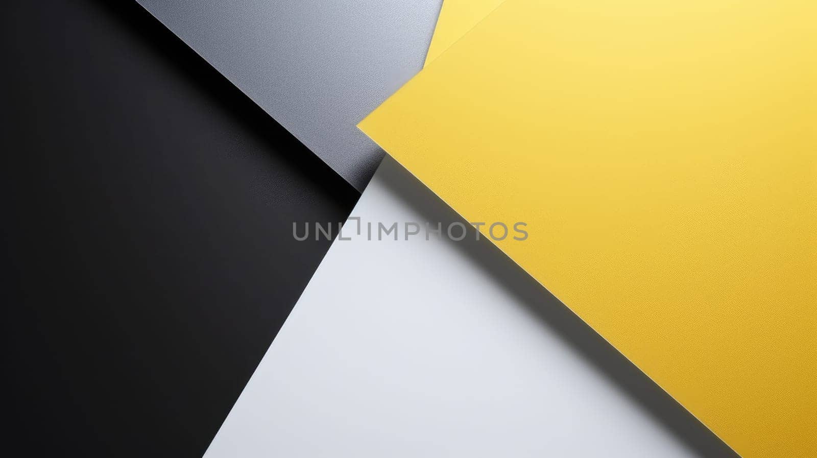 Background of three colors modern design, black, white and yellow. 3D illustration of exuberant.