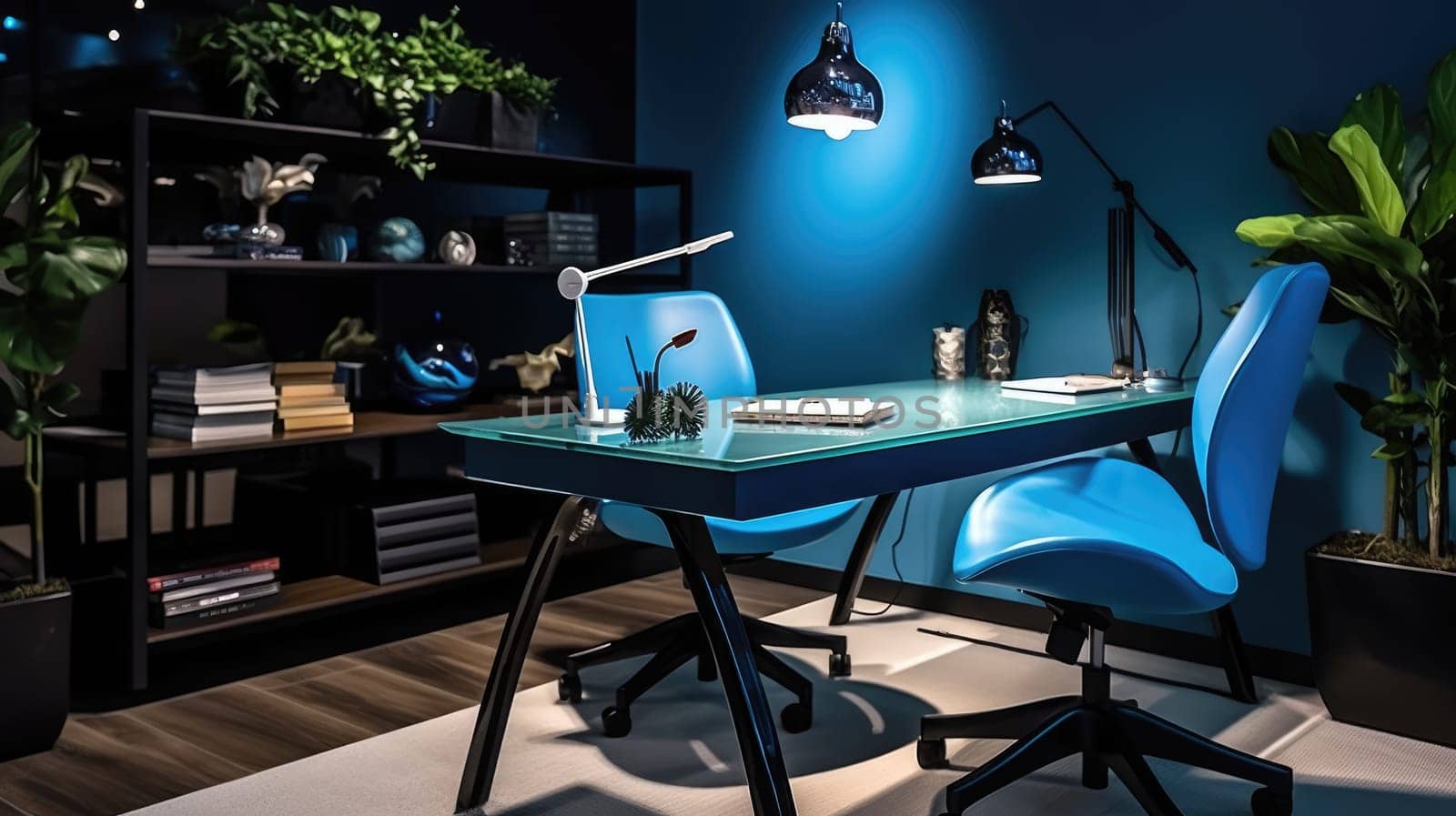 Inspiring office interior design Modern style Home office featuring Statement desk architecture. Generative AI AIG 31.