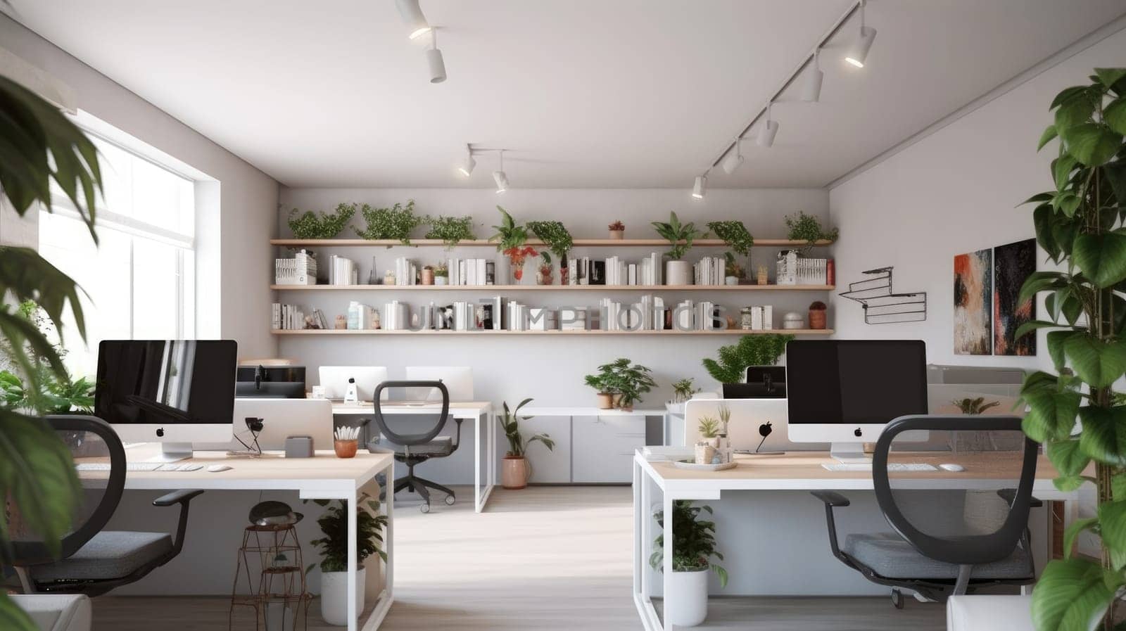 Inspiring office interior design Scandinavian style Generative AI AIG 31. by biancoblue