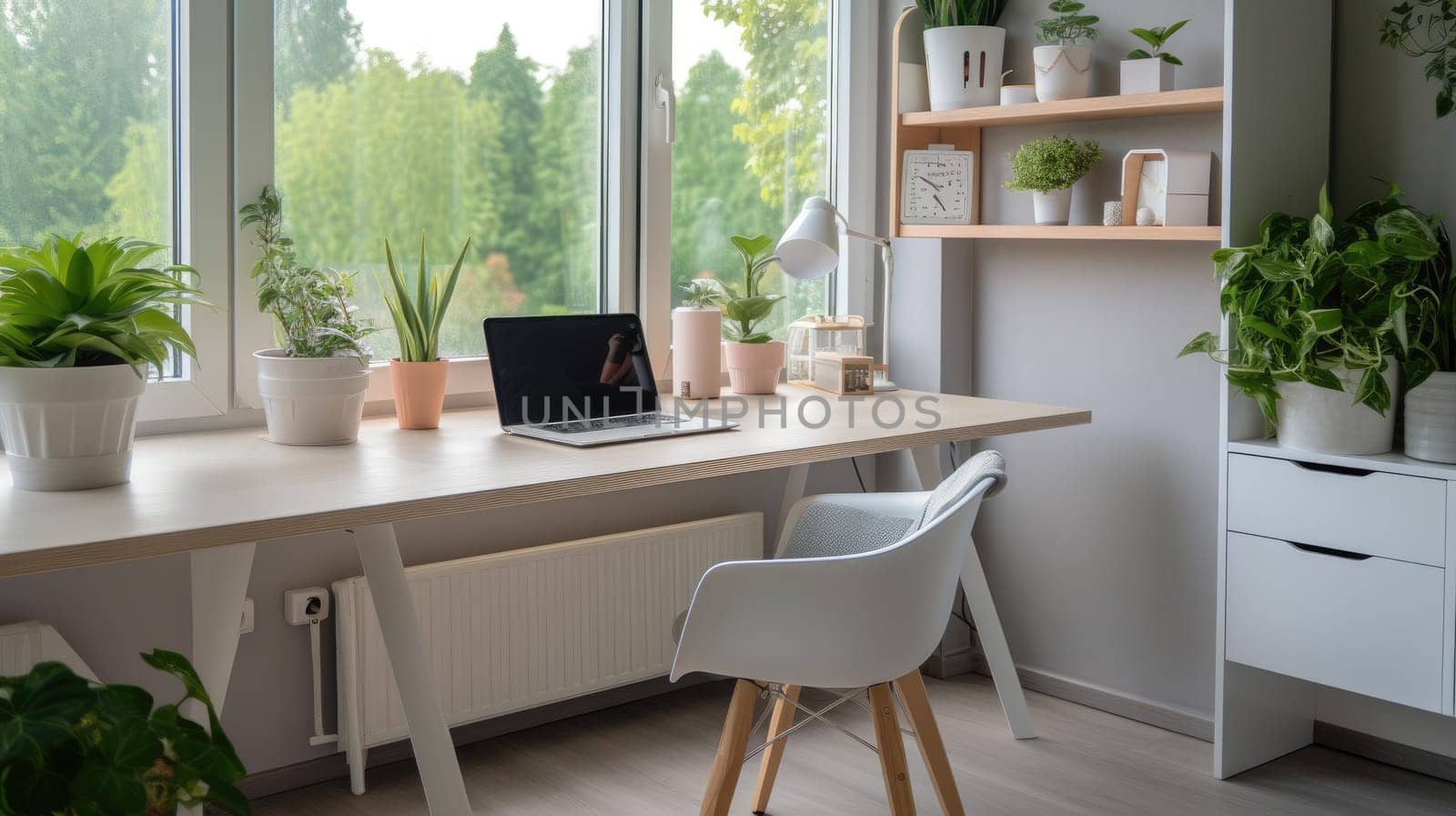 Inspiring office interior design Scandinavian style Office featuring Natural elements architecture. Generative AI AIG 31.