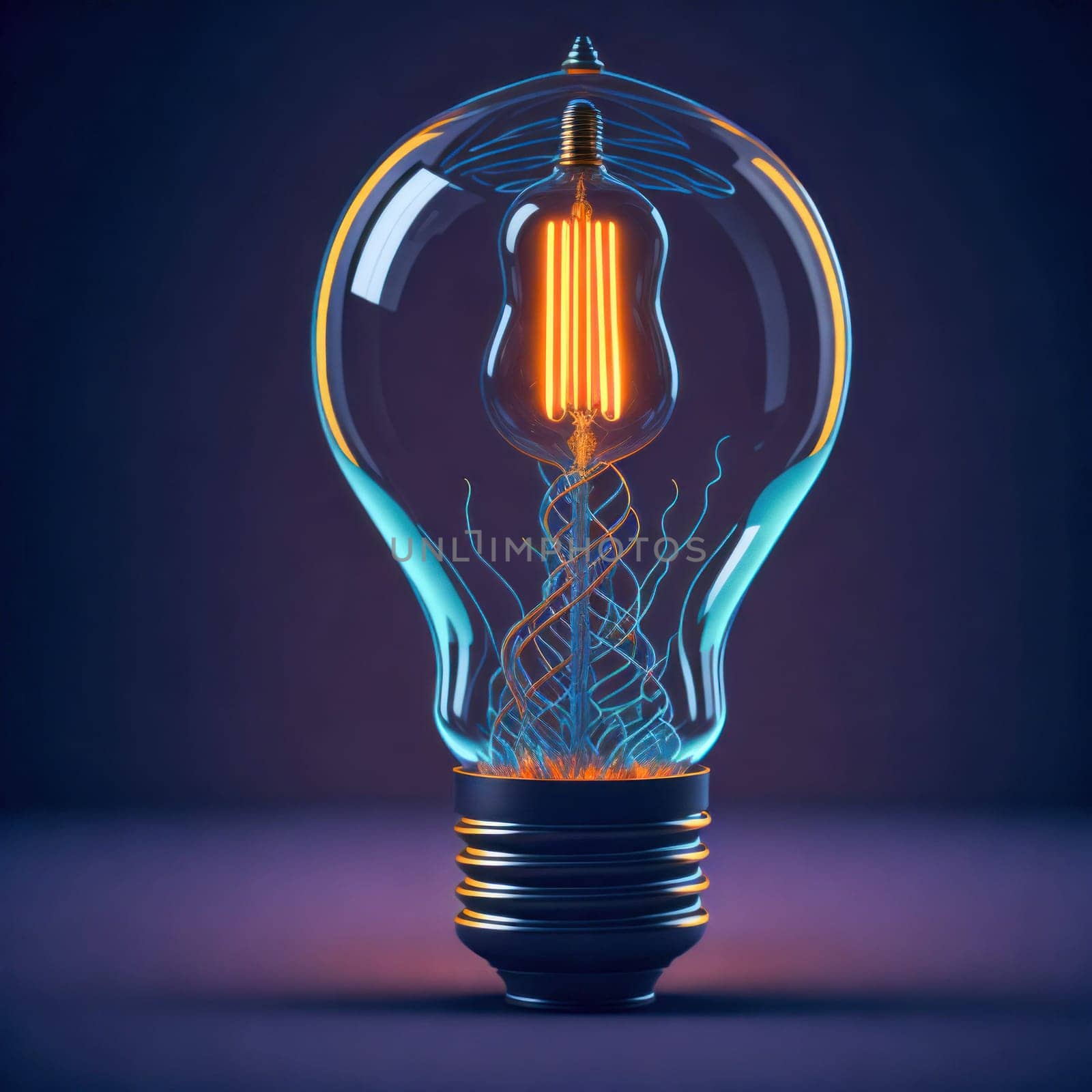 Eco friendly lightbulb with electric energy inside, concept of Renewable Energy and Sustainable Living. concept business energy in nature on the world. Generative Ai