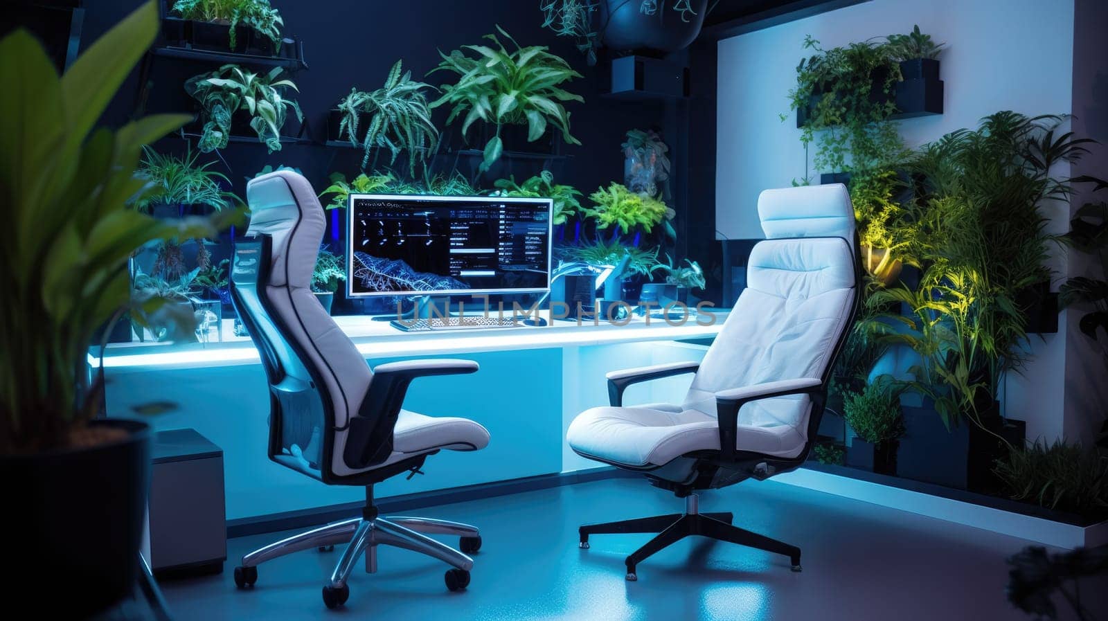 Inspiring office interior design Tech-inspired style Office featuring Futuristic design architecture. Generative AI AIG 31.